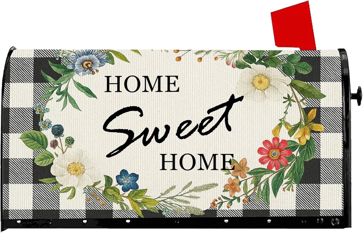 Personalize Custom Mailbox Cover, Customized Mailbox Wraps Flowers Wreath Address Numbers, Personalized Mail Box Magnet Decor Post Letter Box Covers Standard Size for Outside Garden Yard