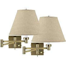 Antique Brass Empire Shade Swing Arm Wall Lamps Set of 2 Light Fixture