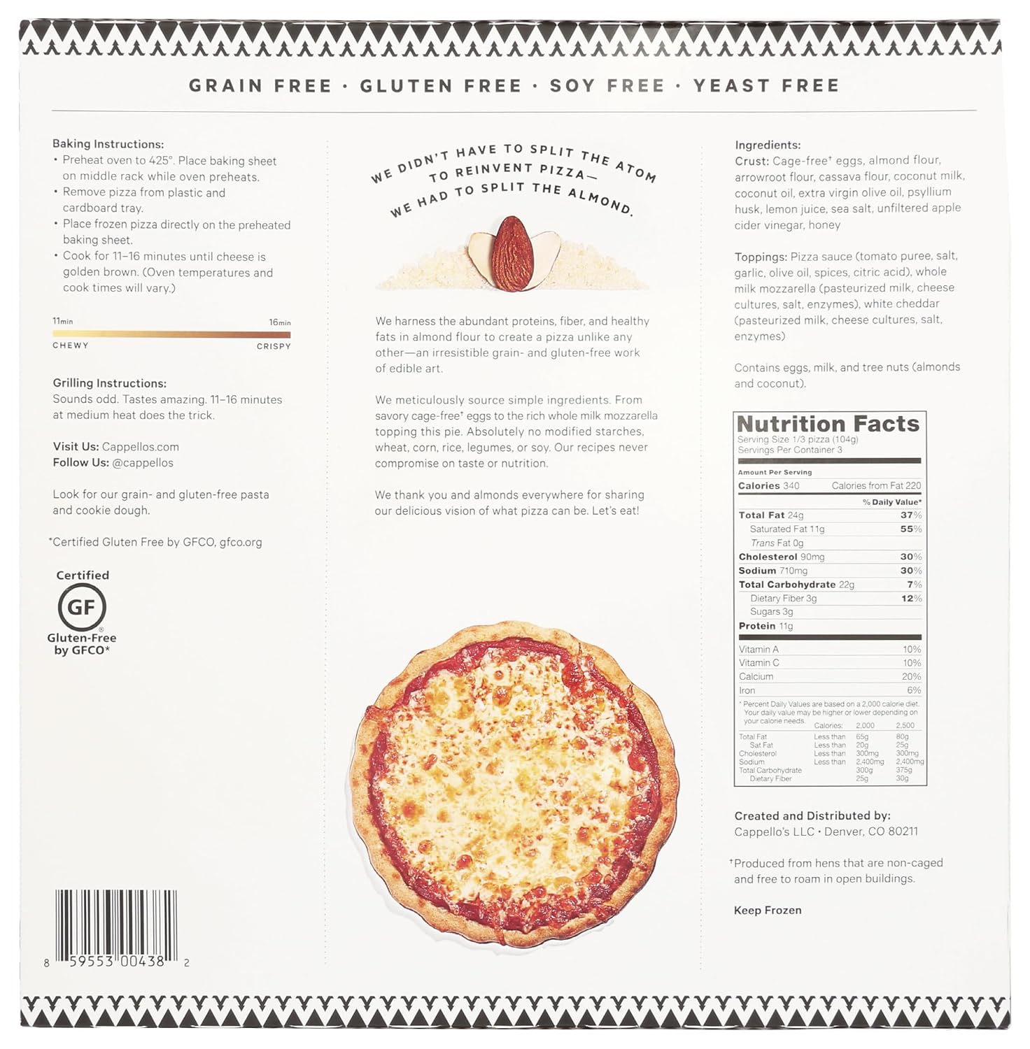 Cappellos Cheese Pizza, 11 OZ