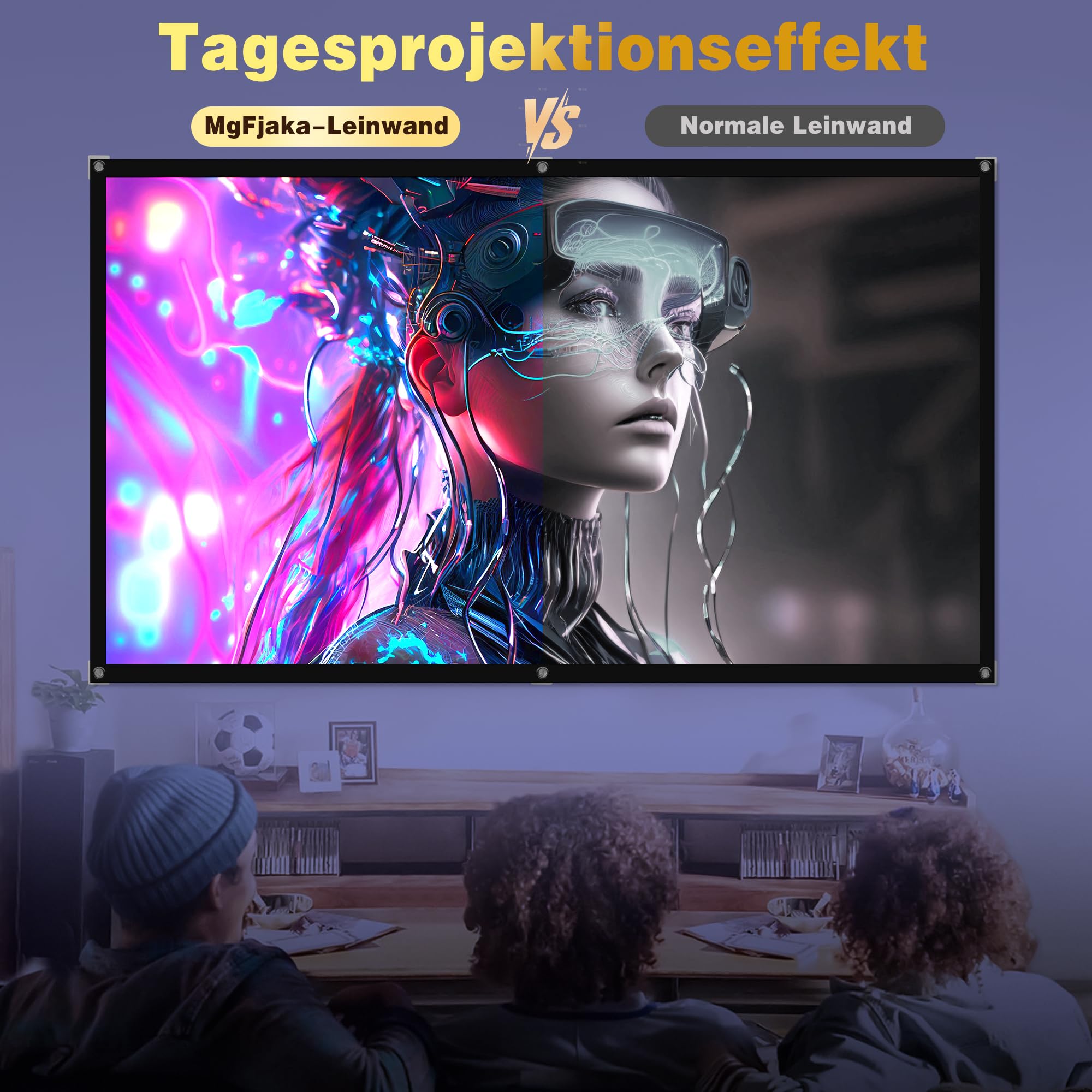 Ekran Projekcyjny 120 Cali 16:9 HD - Przenośny Składany na Zewnątrz do Projektorów, Dwustronny Antyzagnieceniowy Projekcja dla Kina Domowego, Komercyjnego, Imprez, Ekran Projektora 265x150cm