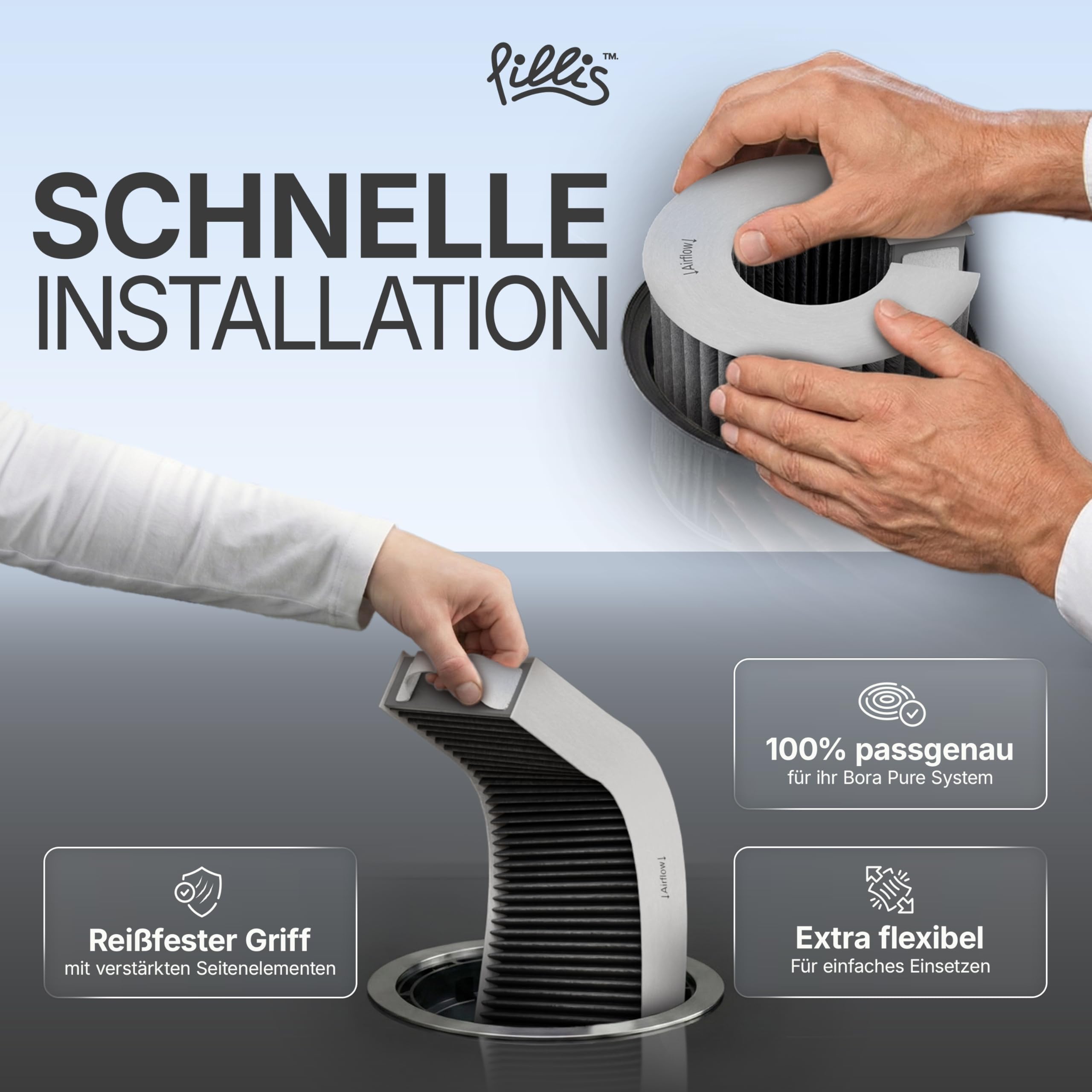 Aktivkohlefilter Set – PUAKF Filter ist kompatibel mit Bora Pure (PURU) und Bora X Pure (PUXU) - Hypoallergen mit maximale Geruchsneutralisation - Antibakteriell Filter (2 Stück)
