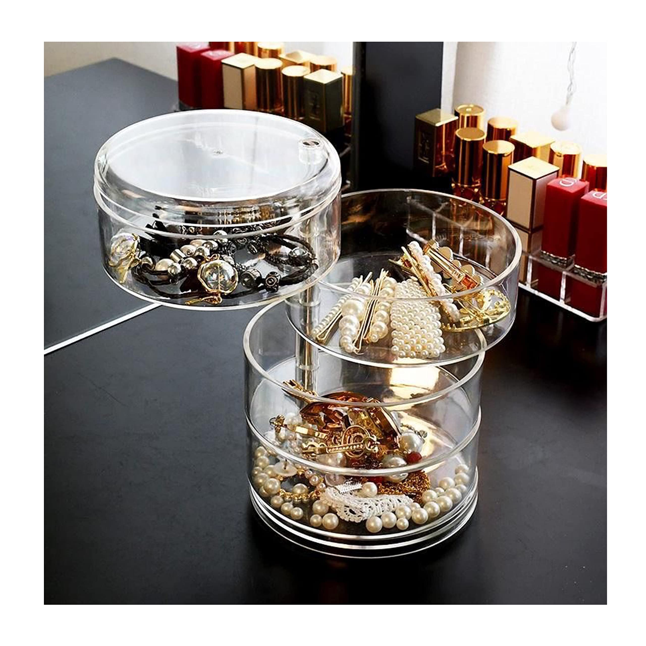 Amazon.co.jp: ジュエリーボックス 360度回転式アクセサリーケース