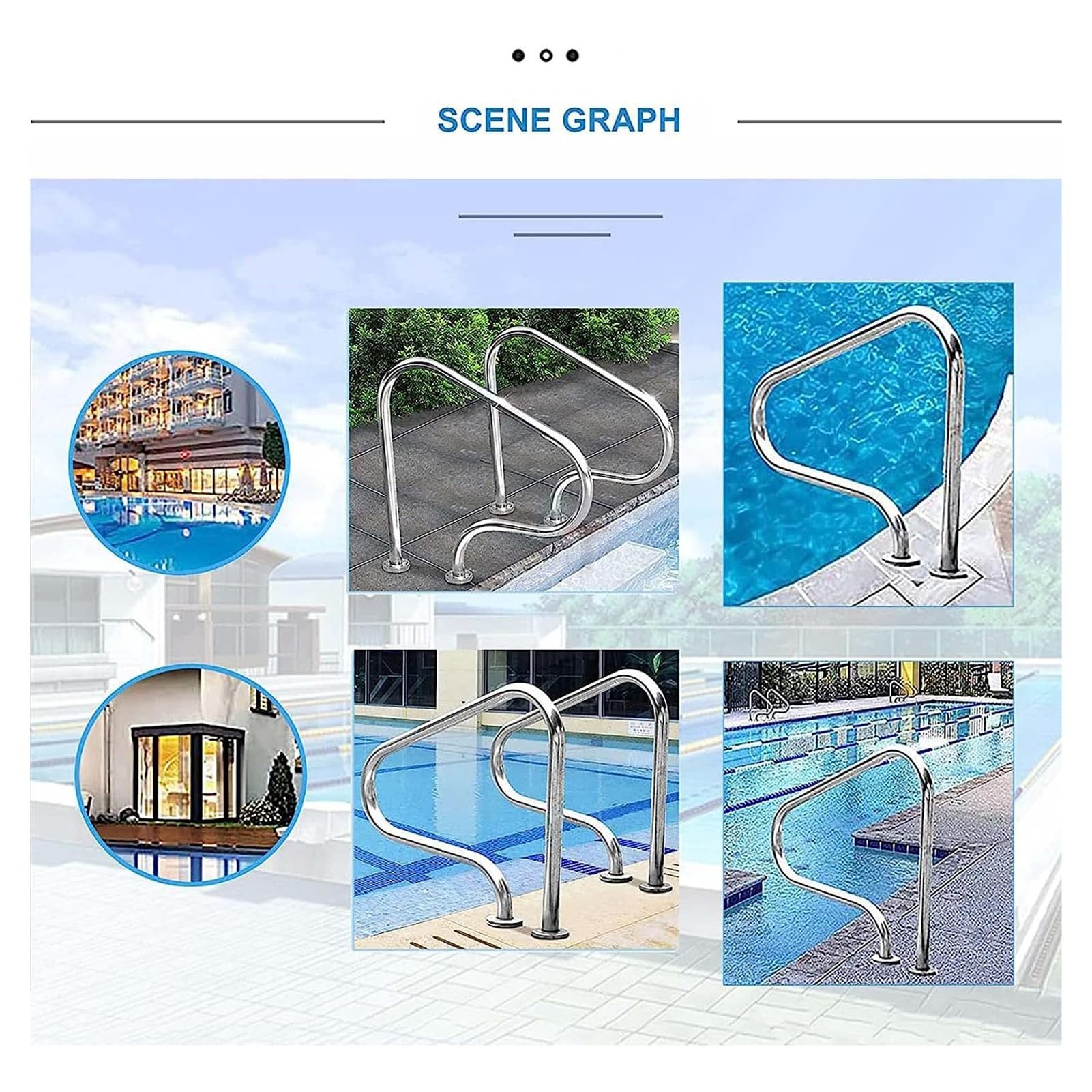 Barandilla De Piscina, Pasamanos De Escalera De Piscina De Acero Inoxidable 304, Kit Completo De Manija De Piscina De Fácil Instalación For SPA De Piscina En Casa (Size : Thick 1.2 mm)