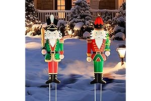 Metal Lighted Nutcracker Outdoor Christmas Decoration Stake