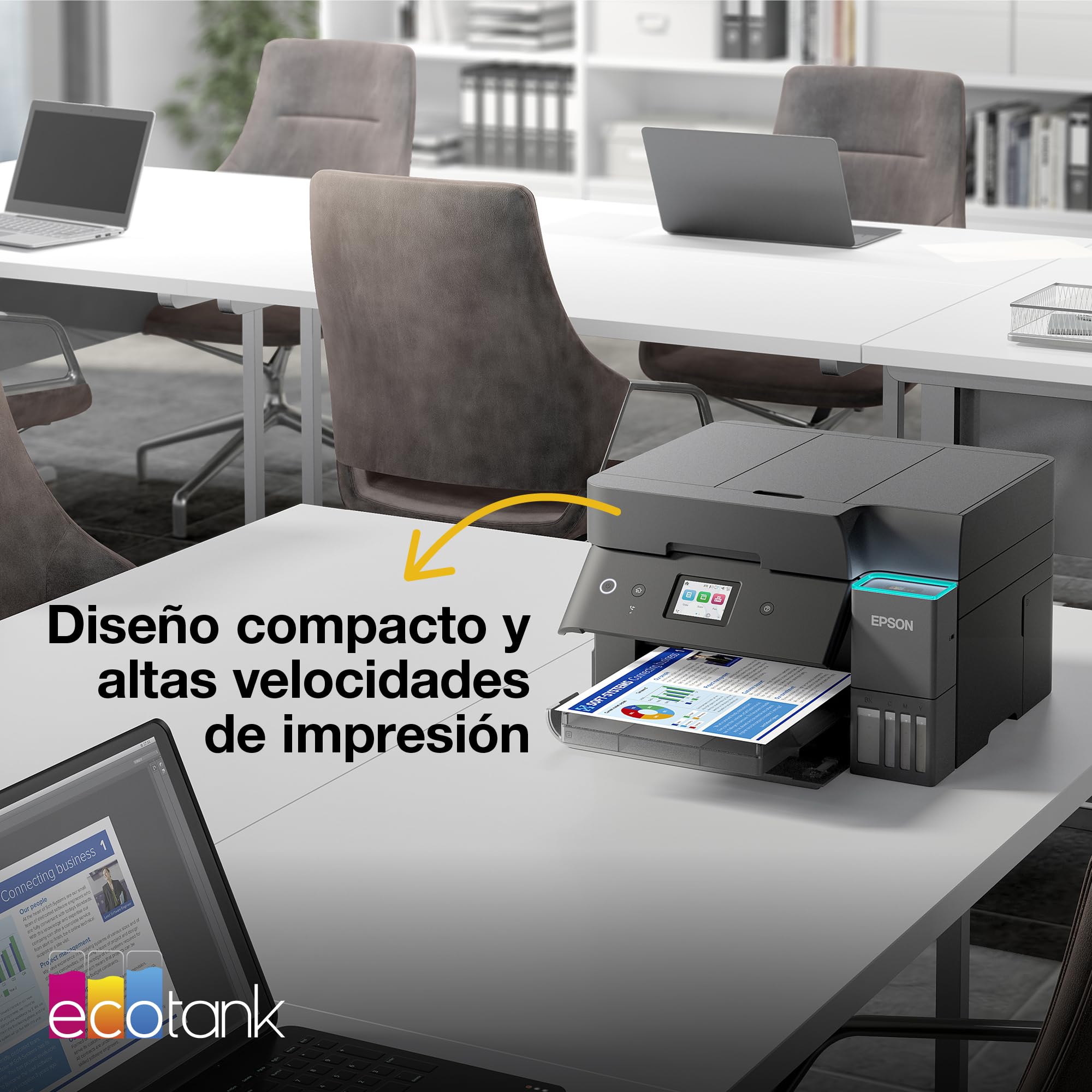Epson EcoTank ET-4950 Impresora de Depósito de Tinta | Teletrabajo | Wi-Fi, Ethernet | A4 | Doble Cara | Imprime, Copia, Escanea, Fax | Pantalla Táctil 6,1cm | ADF | Tinta Incluida Para 3 Años