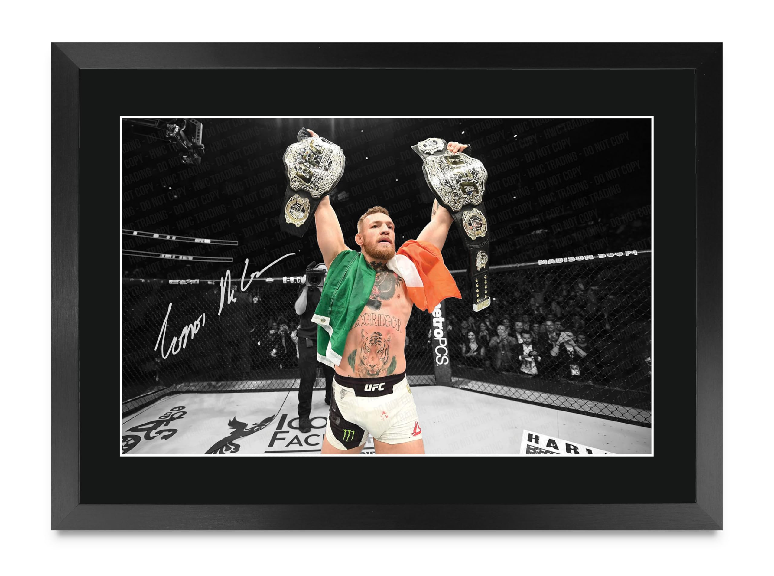 HWC Trading Conor McGregor Gifts Printed Signed Autograph Picture for UFC Memorabilia Fans - A3 Framed (ID-006240)