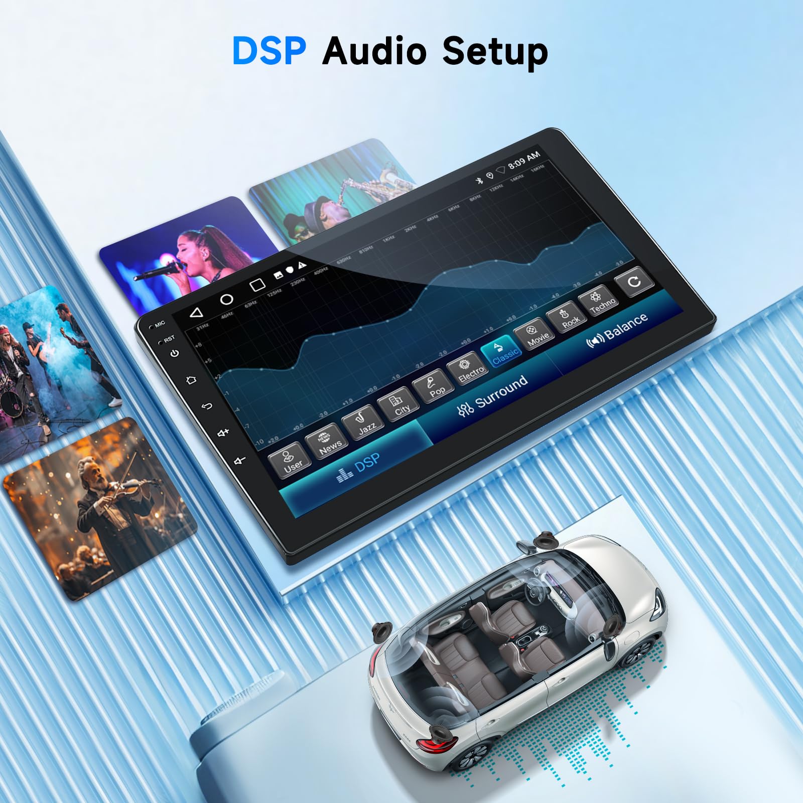 Autoradio 2G+64G pour Skoda Kodiaq/Karoq (2016-2018), Podofo Écran Tactile 10,1" Android 13.0 avec Carplay sans Fil, Android Auto, DSP, Bluetooth, GPS, Mirror Link, FM RDS, USB, Caméra de Recul