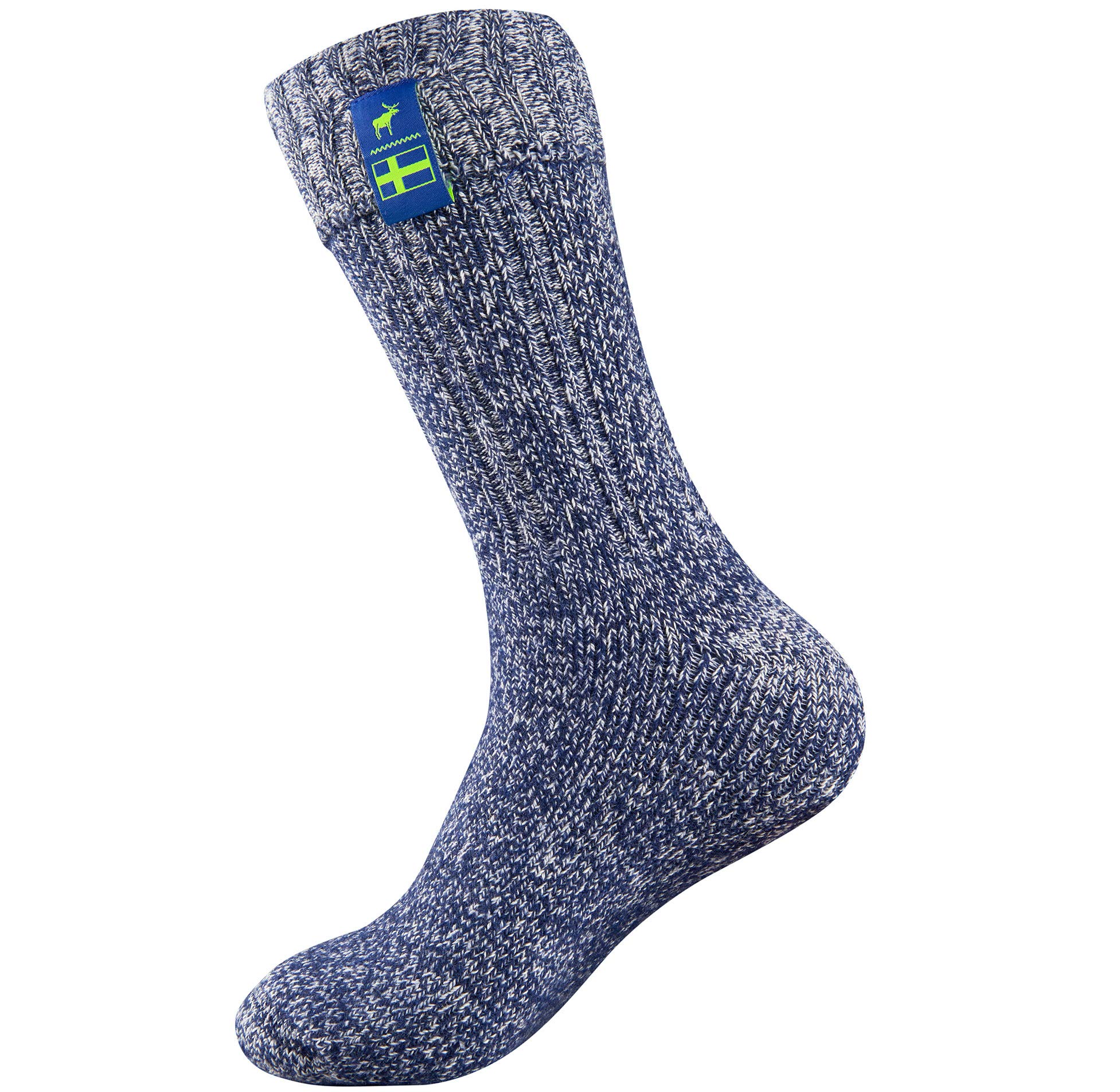 Classic Nordic Sock Company Socks - Thick Calf Warming Wool Blend Thermal Socks For Winter | Midnight Blue Colour | Mens & Womens | Sizes Small, Medium and Large. 100% European Made.