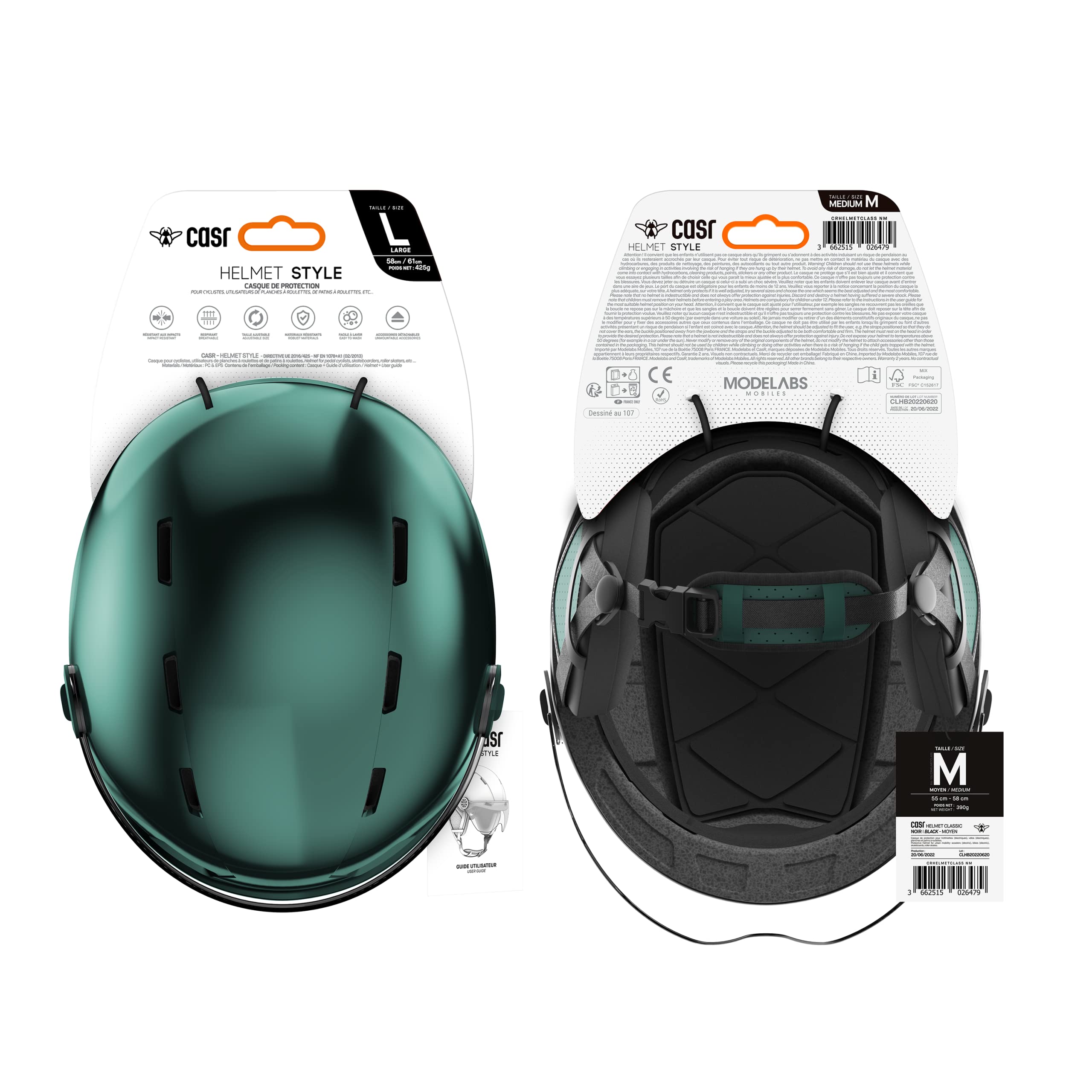 Casque vélo Casr Casque avec Visière Lifestyle Vélo & Trottinette CASR Style Vert L