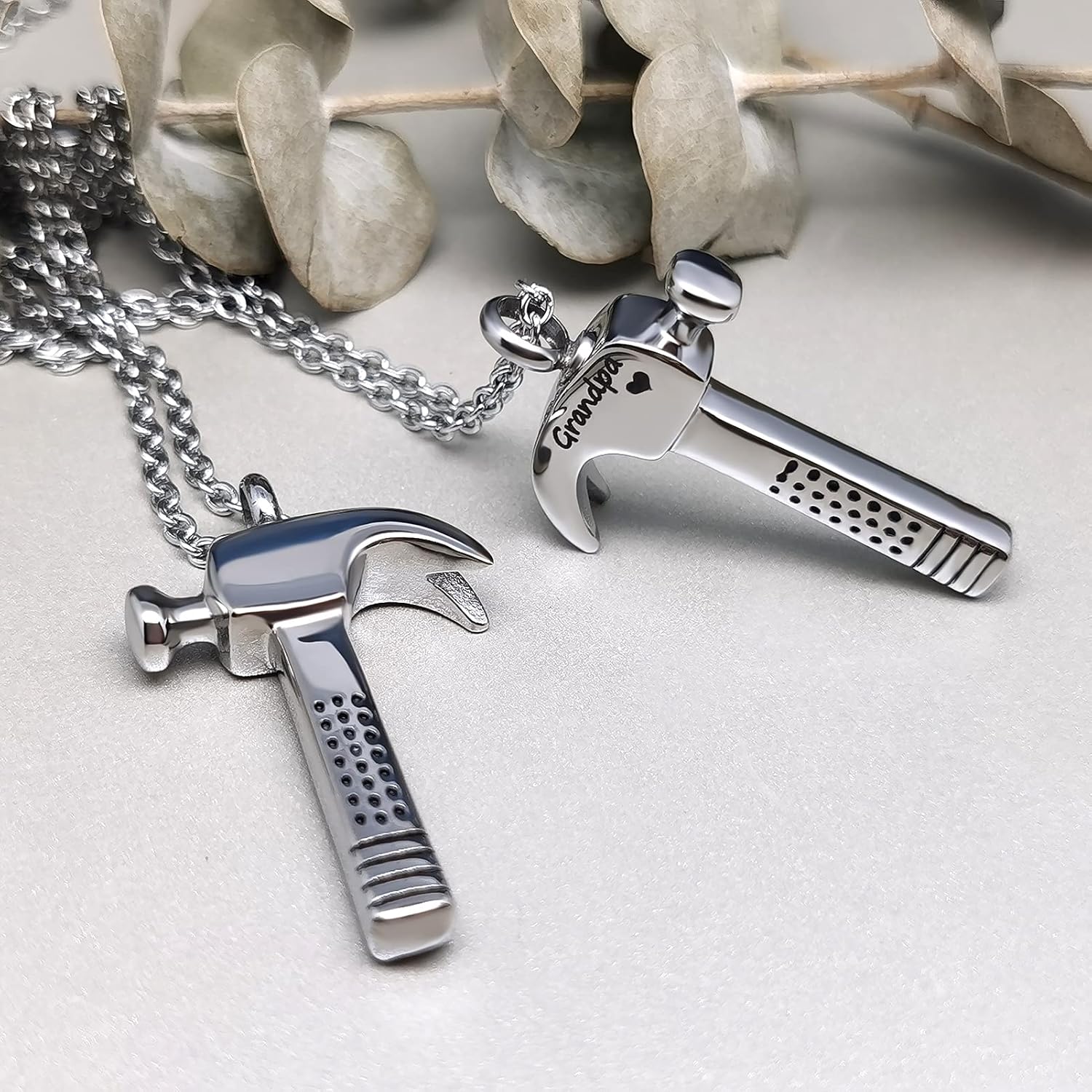 Hammer Construction Tool Urn Necklace for Ashes Laborer Cremation Keepsake Memorial Pendant Jewelry Dad Grandma Mom - Image 3