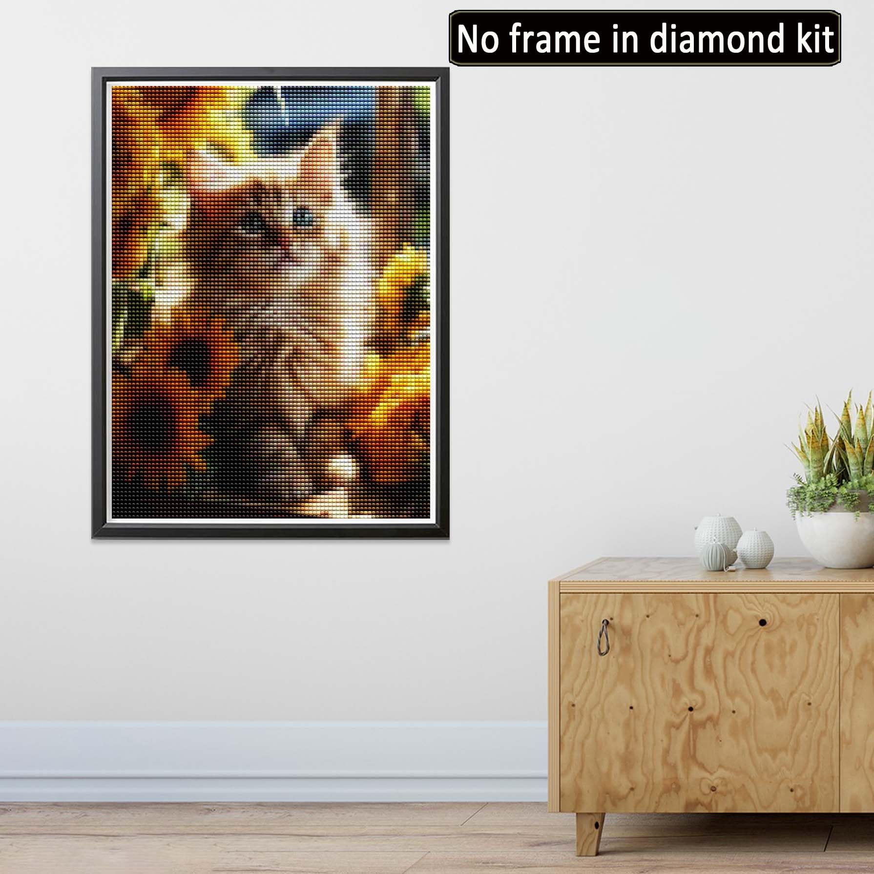 Dipema Diamond Painting,Gatto Girasole,5d Diamond Painting Kit Completo per Bambini Adulti,DIY Strass Ricamo Pittura Diamante Kit per Casa Decorazione Murale-30cmx40cm