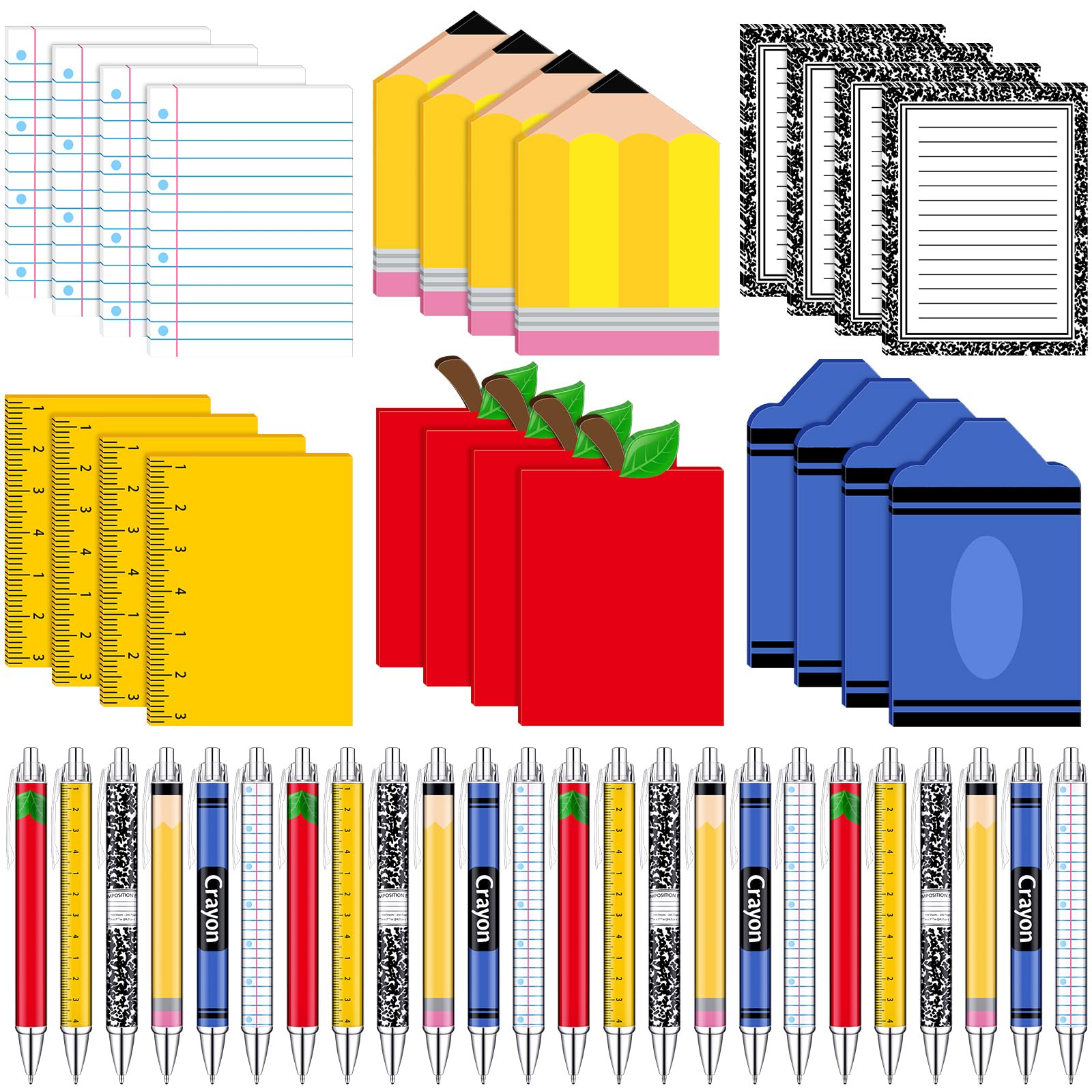 Eaasty 48 Pcs End of Year Teacher Gifts Bulk Cute Composition Notepads and Ballpoint Pens with Ribbon Inspirational Back to School Thank You Gifts for Teacher, Student, Staff, Coworker