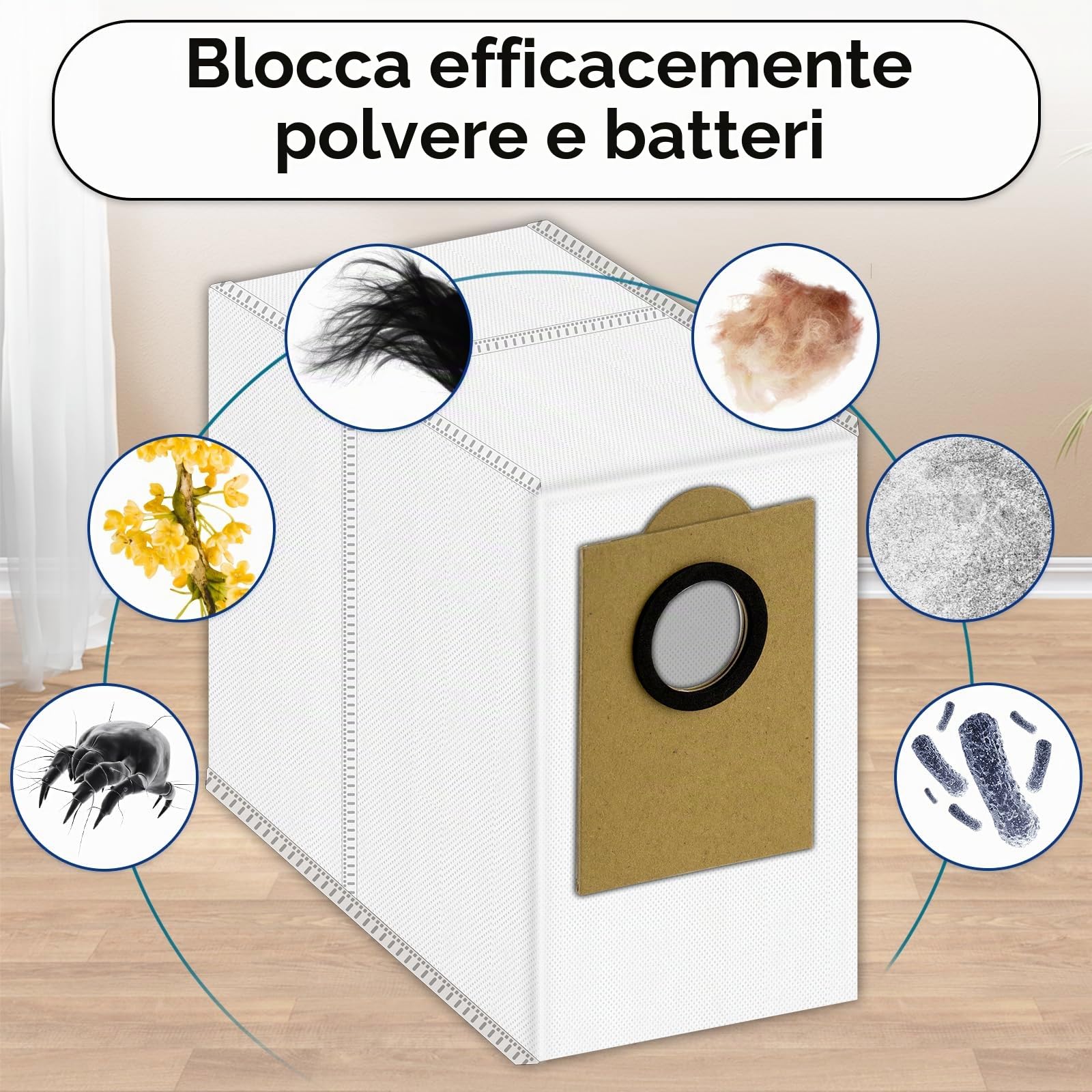 (20 pezzi) M3 pezzi di ricambio compatibile con aspirapolvere robot Lefant M3, 1 spazzola rotante, 6 spazzole laterali, 5 sacchetti per la polvere, 5 filtri HEPA con filtri in schiuma, 3 tamponi, set