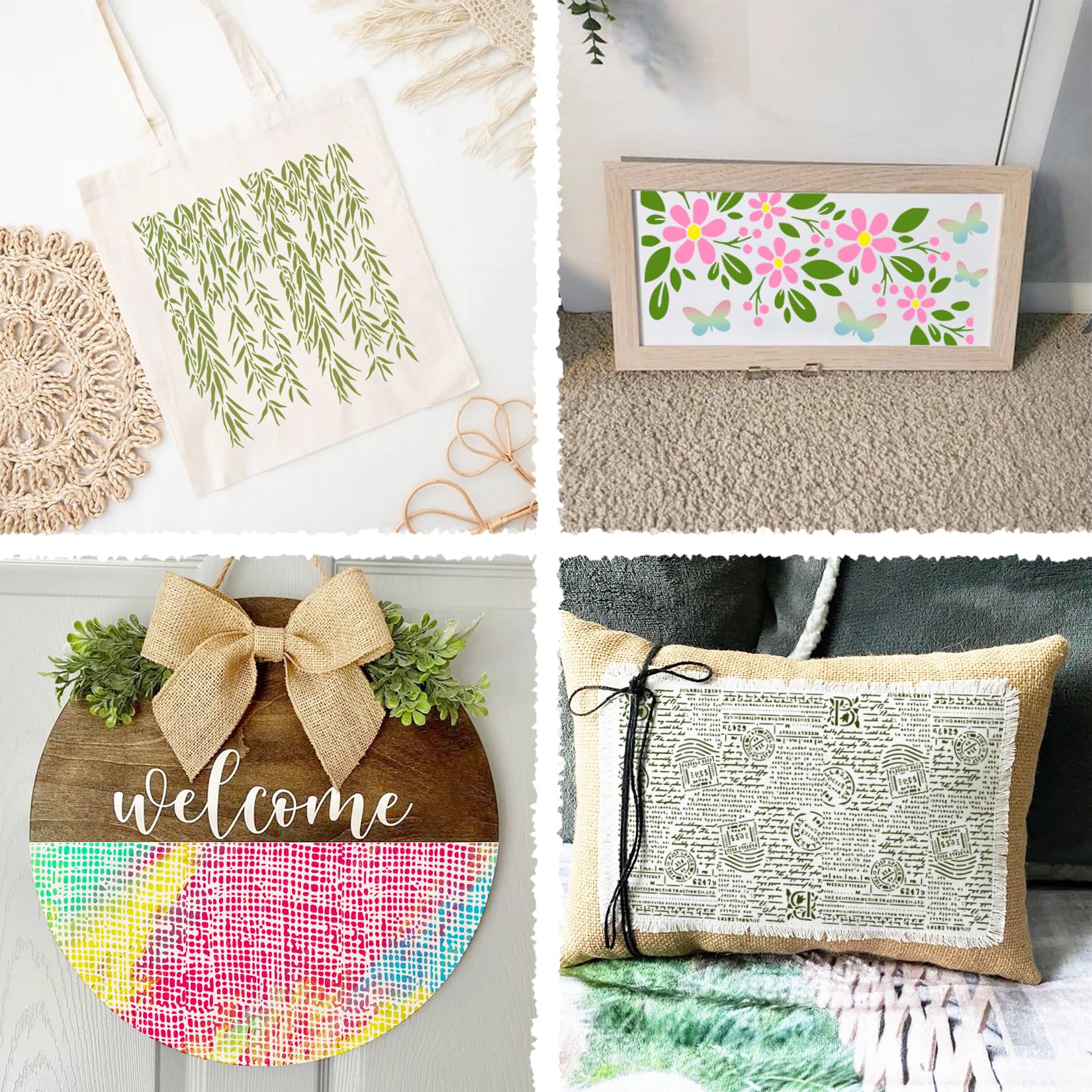 Plantillas reutilizables para álbumes de recortes para manualidades, notas musicales, ramas de ladrillo, fondo de lunares, plantillas de dibujo para pintar sobre muebles de madera, tela, tarjetas