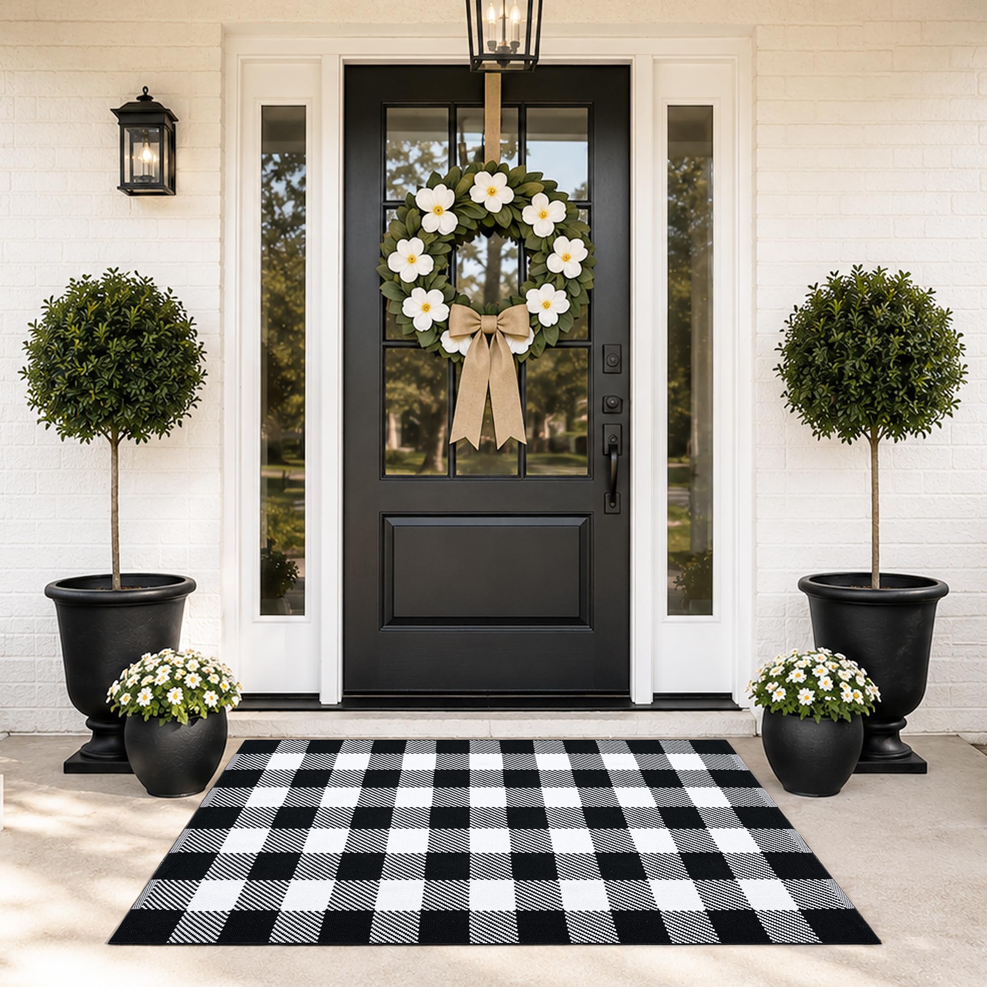 Black & White Buffalo Rug - Halloween Door Mat -12 Black & White Buffalo Rug - Halloween Door Mat -12