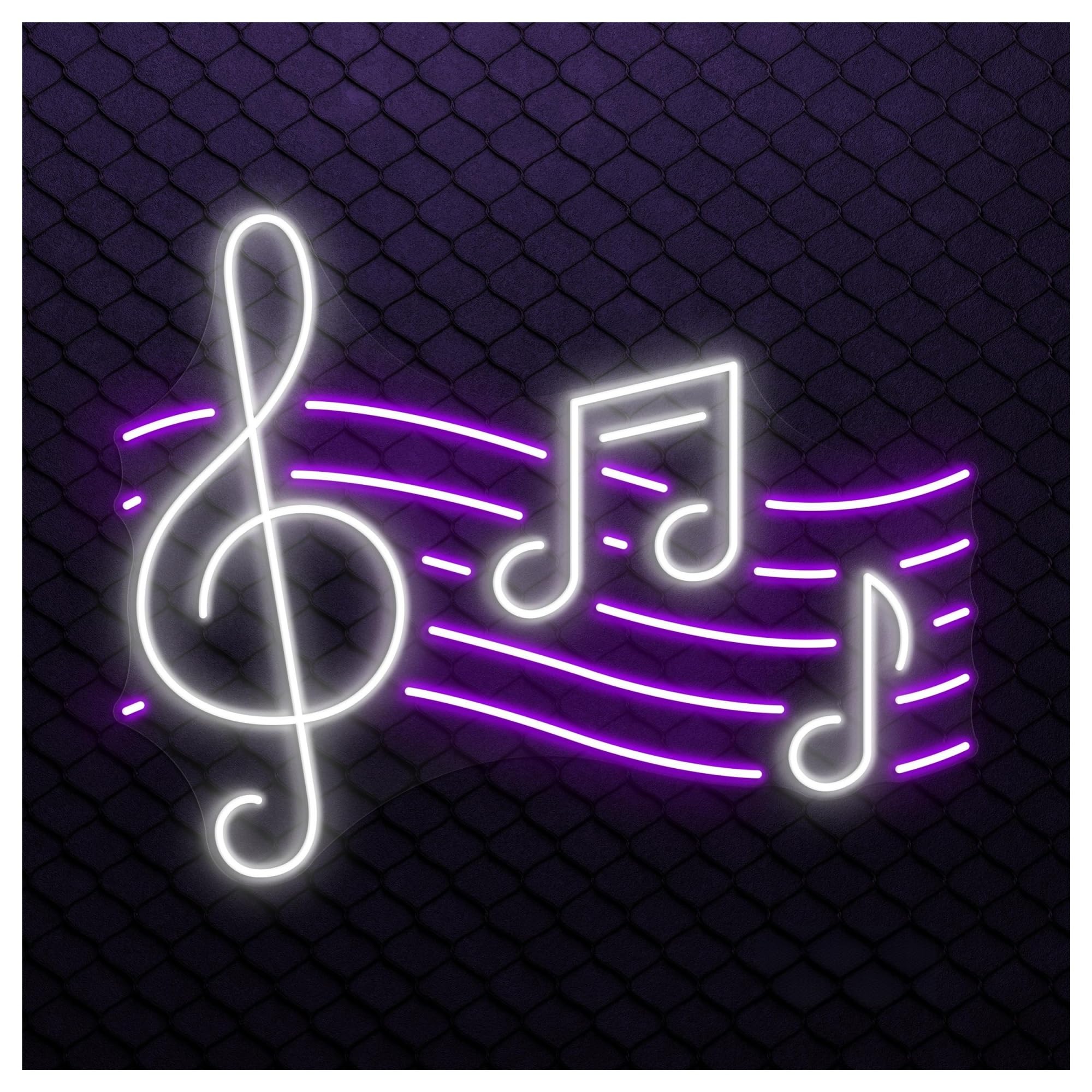 Hanging Art Neon Signs Musical Note Neon Sign, Suitable For DJ Studio Decor With Brightness Adjustable 50cm(Cool white)
