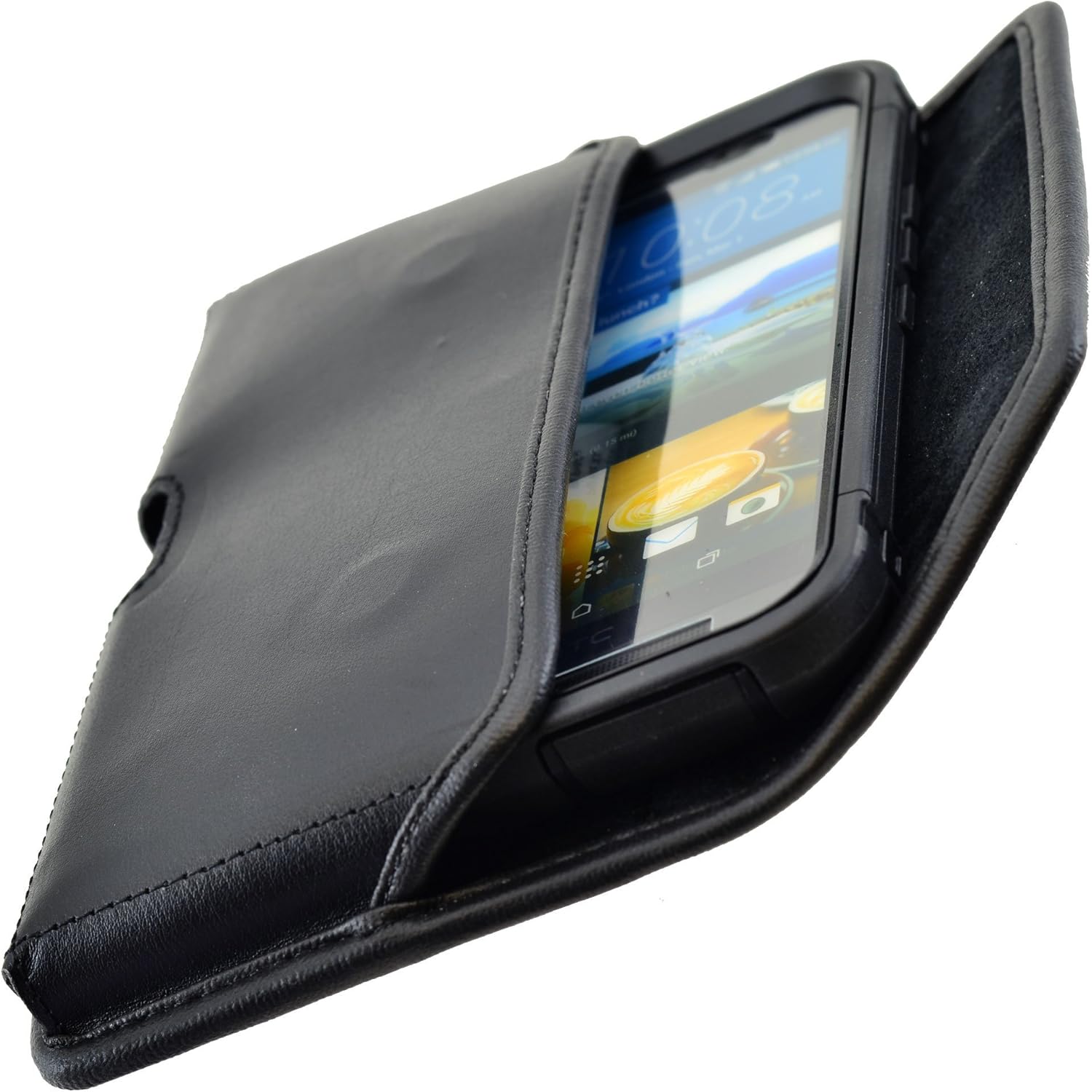 Turtleback XXL Universal Black Leather Holster Case Pouch with Flush Belt Clip -