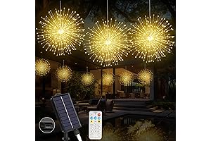 Solar Firework Hanging Lights 3 in 1, Hanging Solar Christmas Lights for Outdoor Space