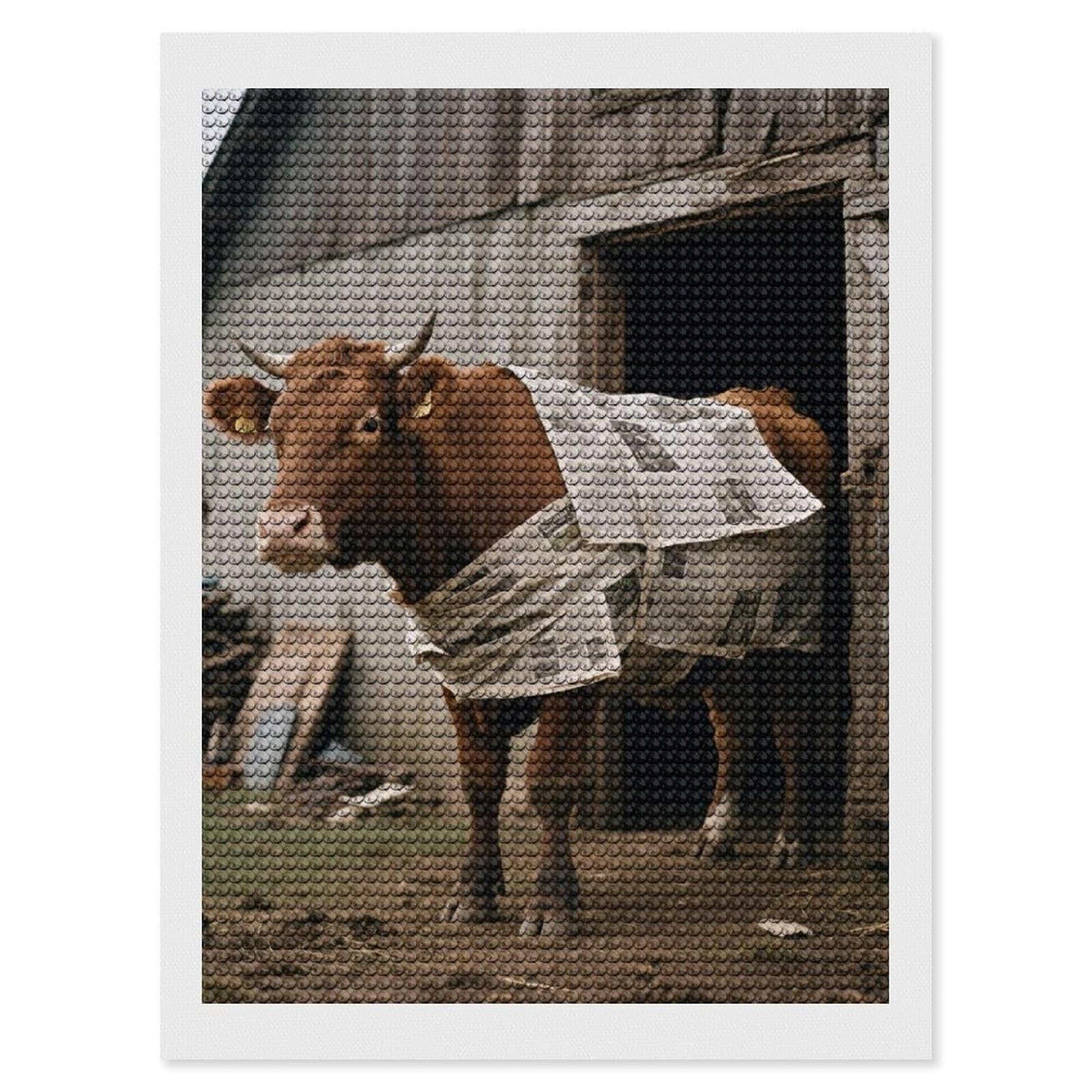 DWVTSLH Newspaper Cow Diamond Painting Kits for Adults, Personalized Diamond Photo Art Full Drill, DIY 5D Diamond Art Painting Kits for Beginners, Home Wall Decor 12"x16"