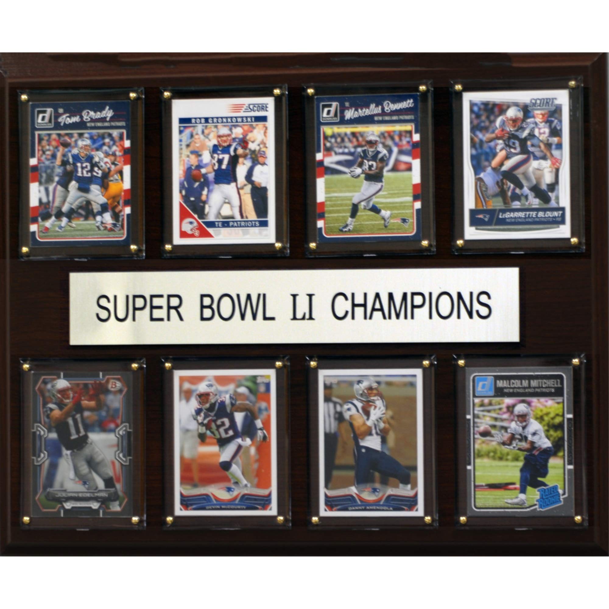C&I Collectables NFL New England Patriots Men's Super Bowl 51-8-Card Plaque, Brown