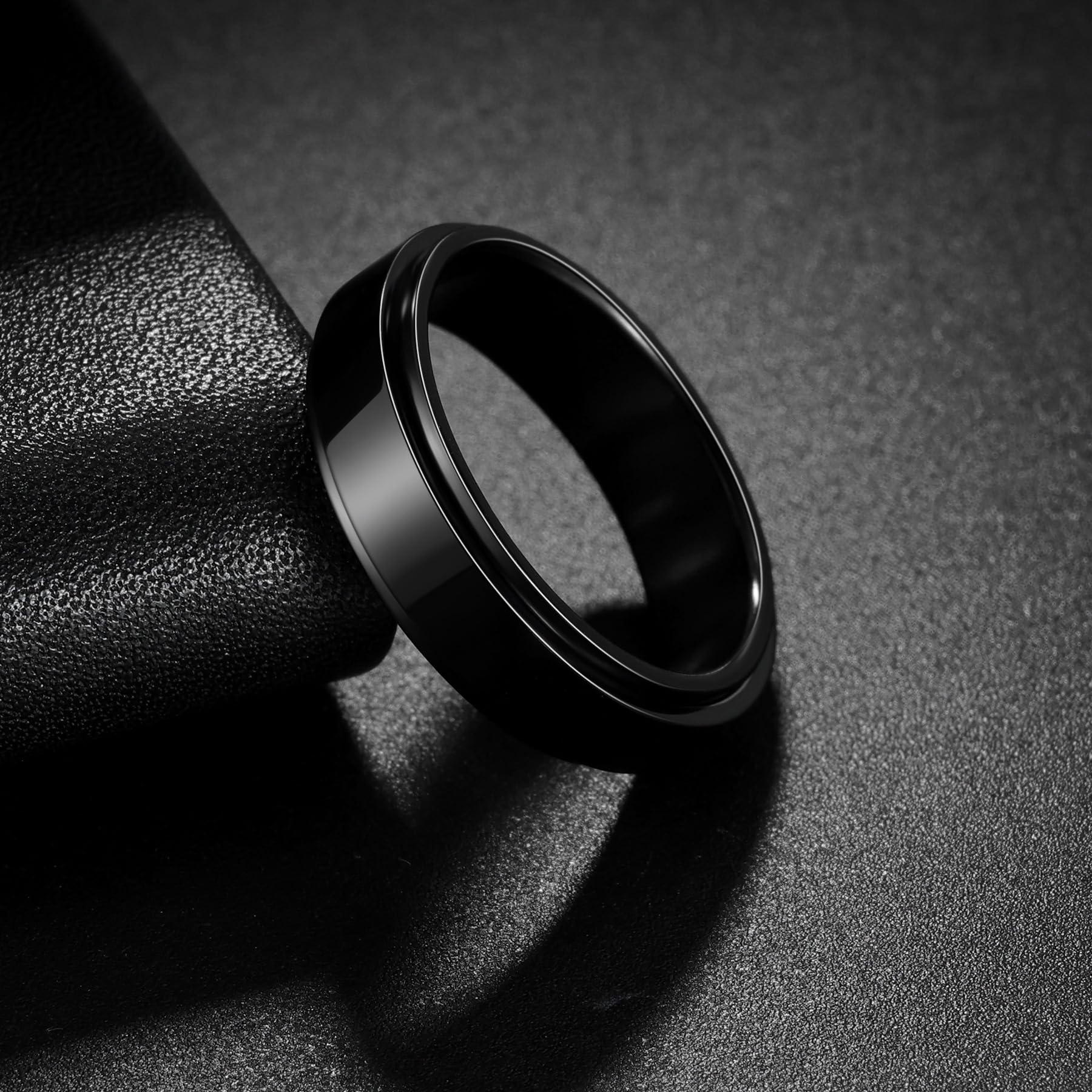 Anillos giratorios para la ansiedad para hombre, anillos clásicos de cadena para mujeres y adultos, anillo de acero de titanio, 10, Metal, Sin piedras preciosas 5