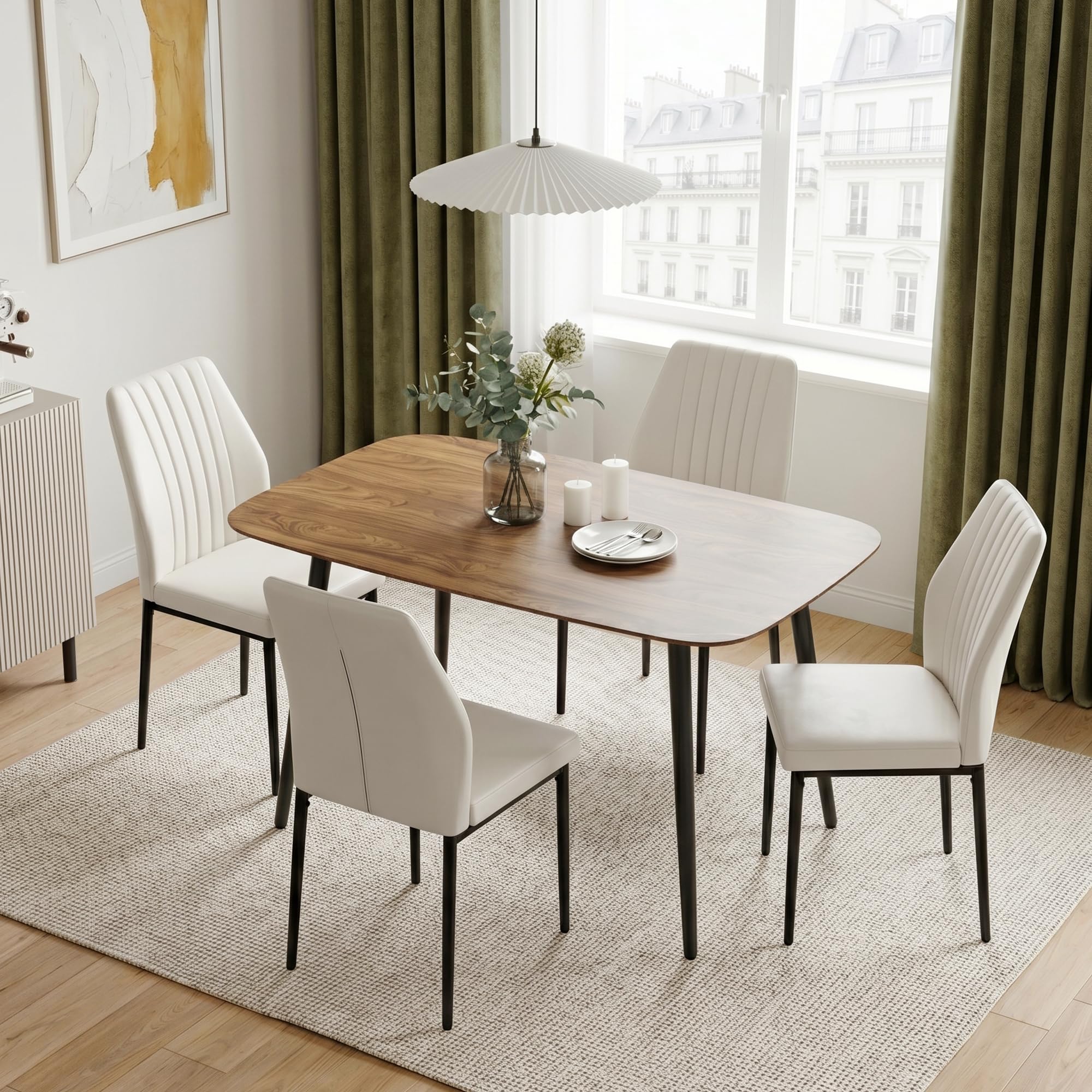 Mesa de comedor moderna de 120 cm para 4-6 pulgadas, elegante mesa de cocina de MDF con patas de metal resistentes, perfecta para sala de estar, comedor y restaurante, solución ideal para ahorrar