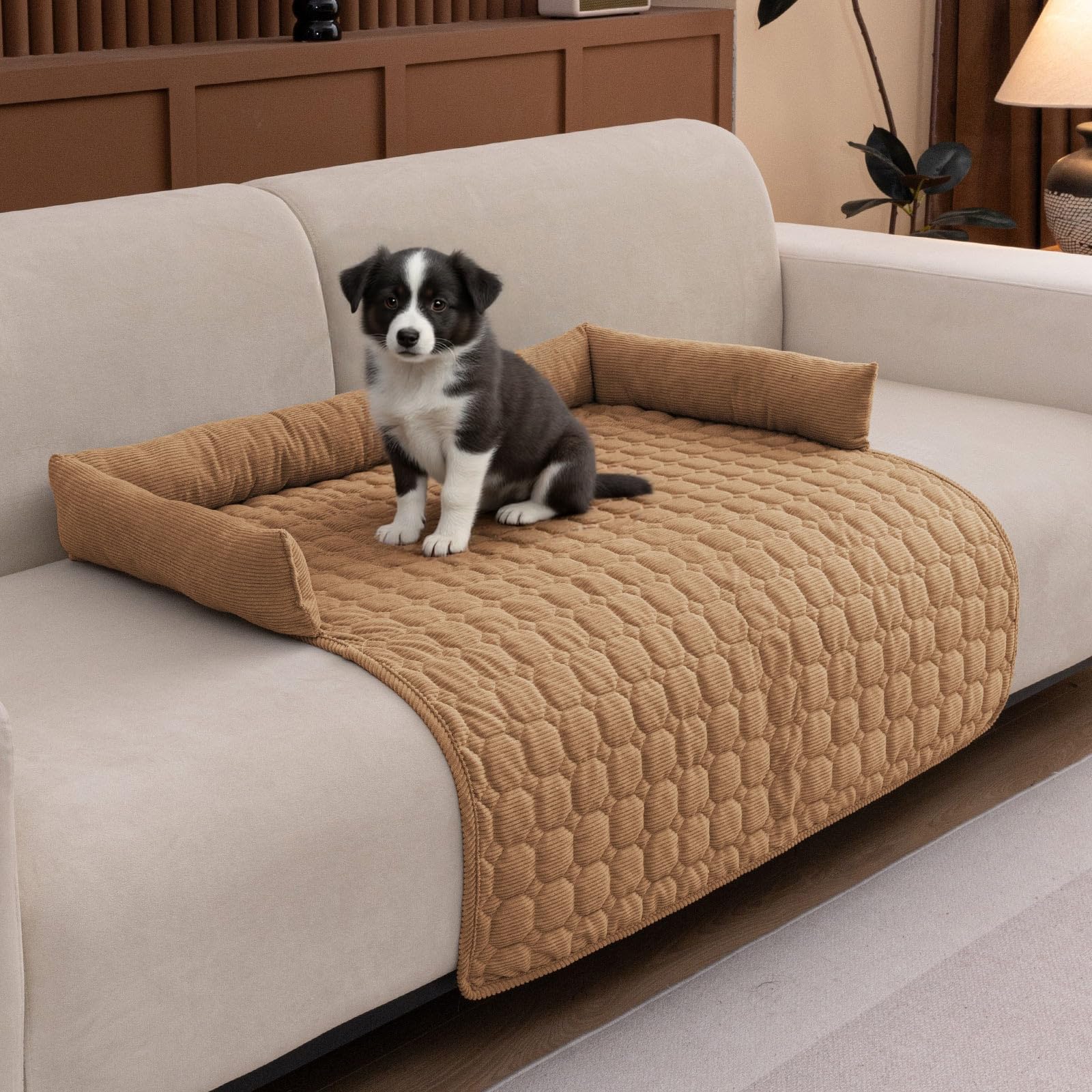 MIFXIN Corduroy Pet Sofa Cushion - Pet Sofa Cover for Sofa, Dog Sofa Mattress, Washable Plush Sofa Cover for Dogs and Cats, Fluffy Dog Sofa Bed with Non-slip Bottom
