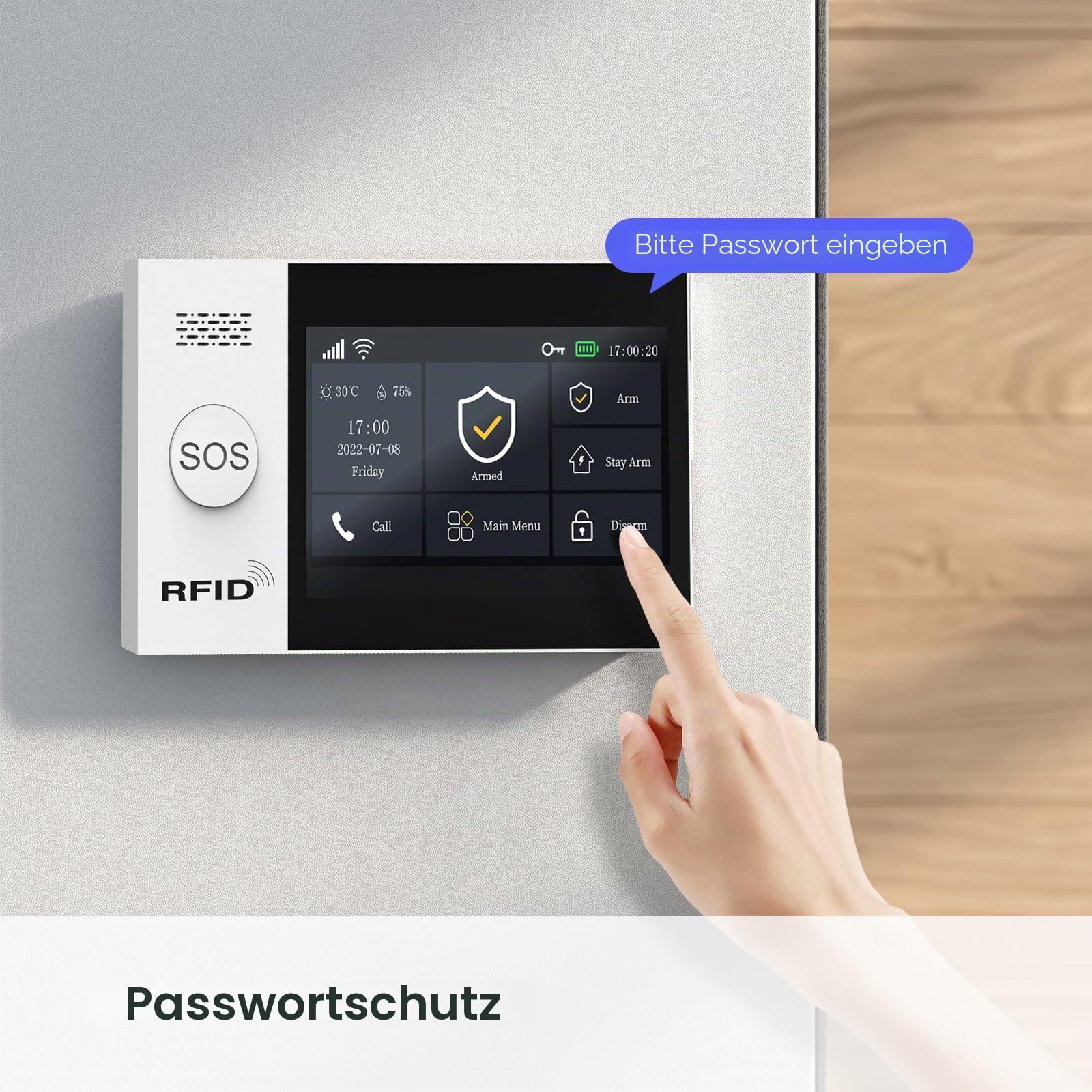 4G + WLAN Alarmanlage Haus mit 4.3'' Touch Screen, Smart Komplettsysteme mit APP, Sicherheit, Einbrecher System für Haus, 16 Stück - Tür- und Fenstersensoren, Bewegungsmeldern, Fernbedienungen