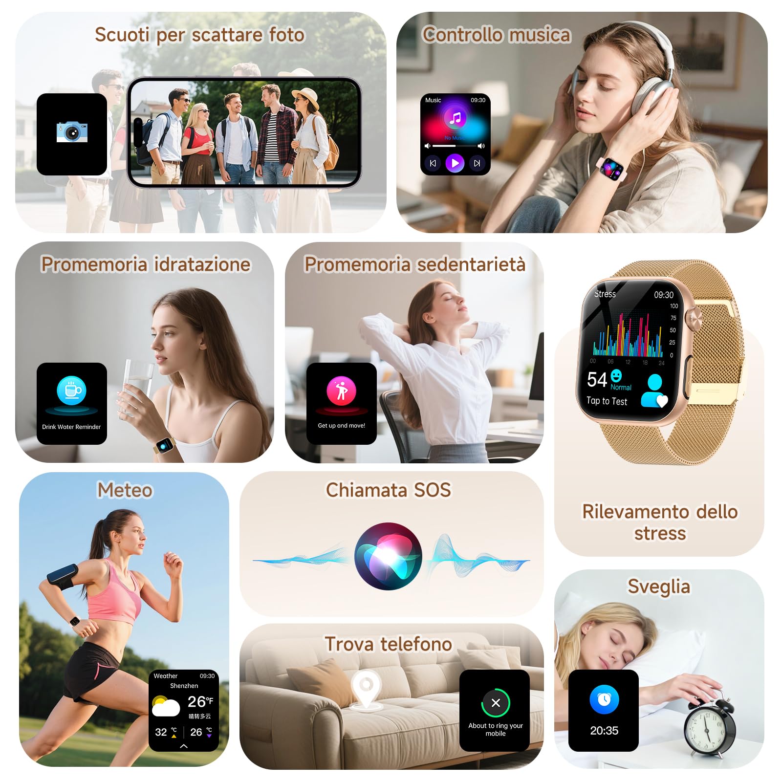 Marsyu 2026 Smartwatch Donna con ECG/Acido Urico/HRV/Sonno/Temperatura Corporea/Cardiofrequenzimetro/BMI,1,97" AMOLED Pressione Sanguigna Orologio Fitness con Chiamate,Pulsante SOS