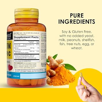 MASON NATURAL Magnesium & Vitamin D3 with Turmeric, 60 Day Supply | 500mg magnesium, 3000 IU vitamin D3, 150mg turmeric & calcium; dietary supplement to support normal muscle, bones & joints