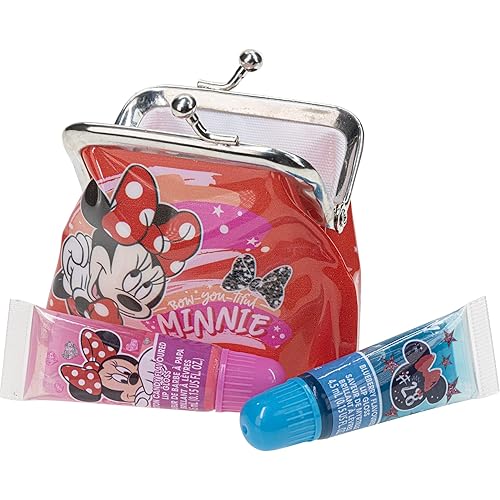 Miniatura 4 de Townley Girl Disney Minnie Mouse - Juego de 2 tubos de brillo de labios jugosos con monedero a base de plantas, juego de maquillaje cosmético para