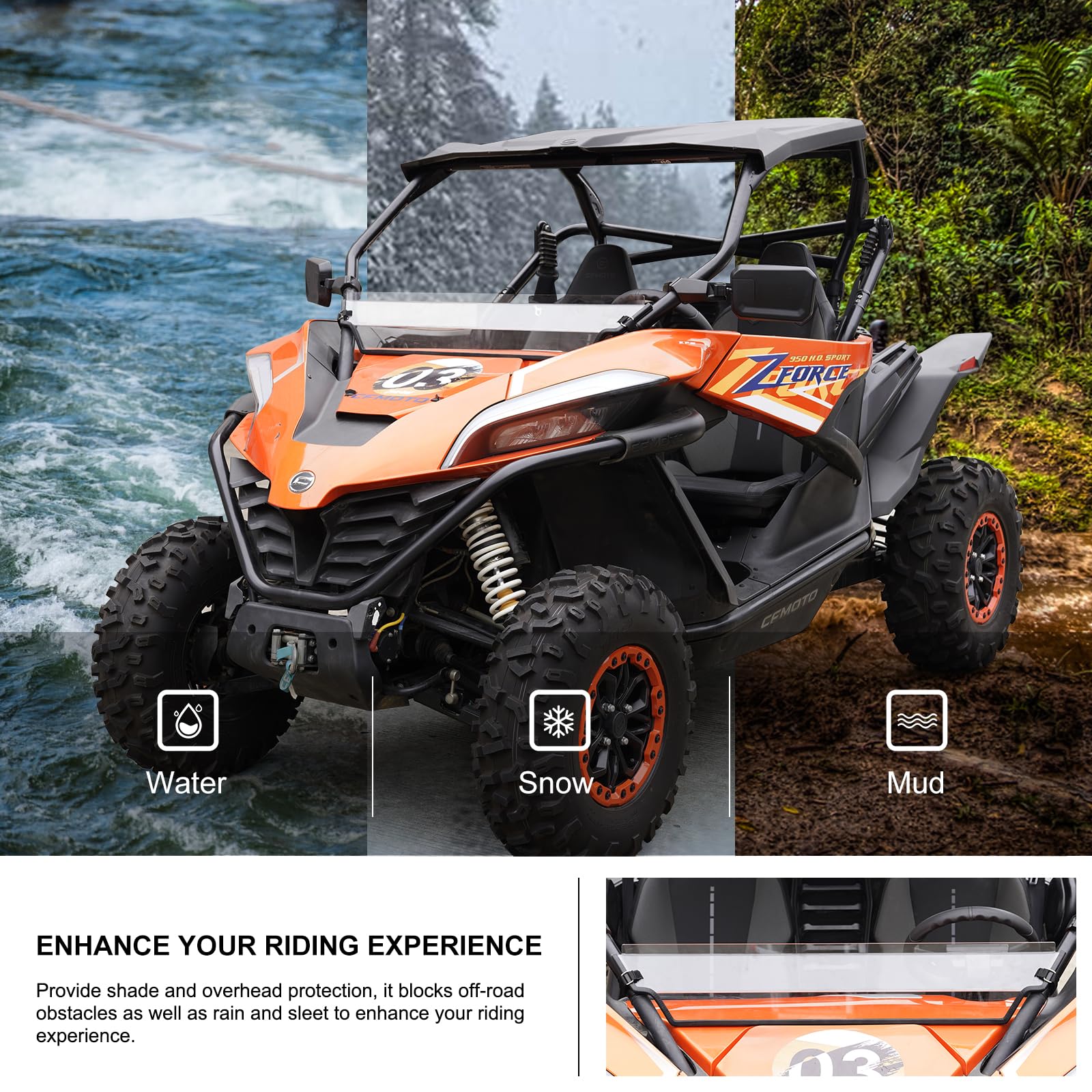 KIWI MASTER Hard Coat Poly Half Windshield for 2025 CFMOTO ZForce