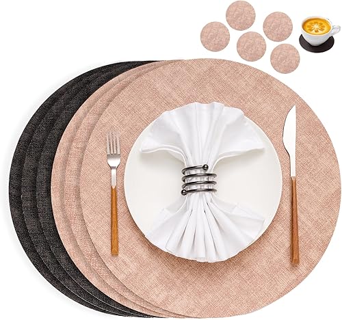 Miniatura 8 de Juego de 6 manteles individuales de PVC resistentes al calor, impermeables, lavables, fáciles de limpiar, antideslizantes, para mesa de cocina