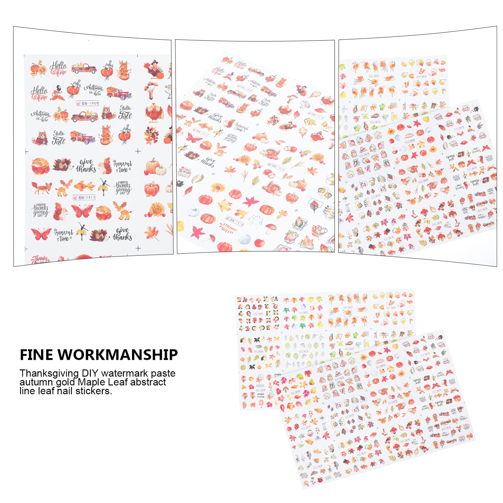 Ipetboom 32pezzi Adesivi Per Unghie Decorazioni Manicure Per Ringraziamento Facili Applicare Design Autunnale Per Nail Art