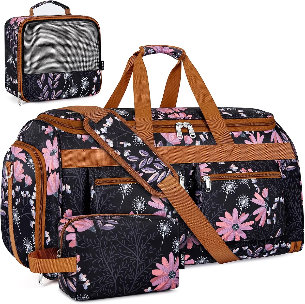Bolsas de viaje convertibles para ropa, bolsa de viaje con bolsa de aseo, bolsa de almacenamiento grande, bolsa de viaje 2 en 1, bolsa para traje colgante, bolsa de fin de semana para hombres y mujeres, juego de 3 piezas