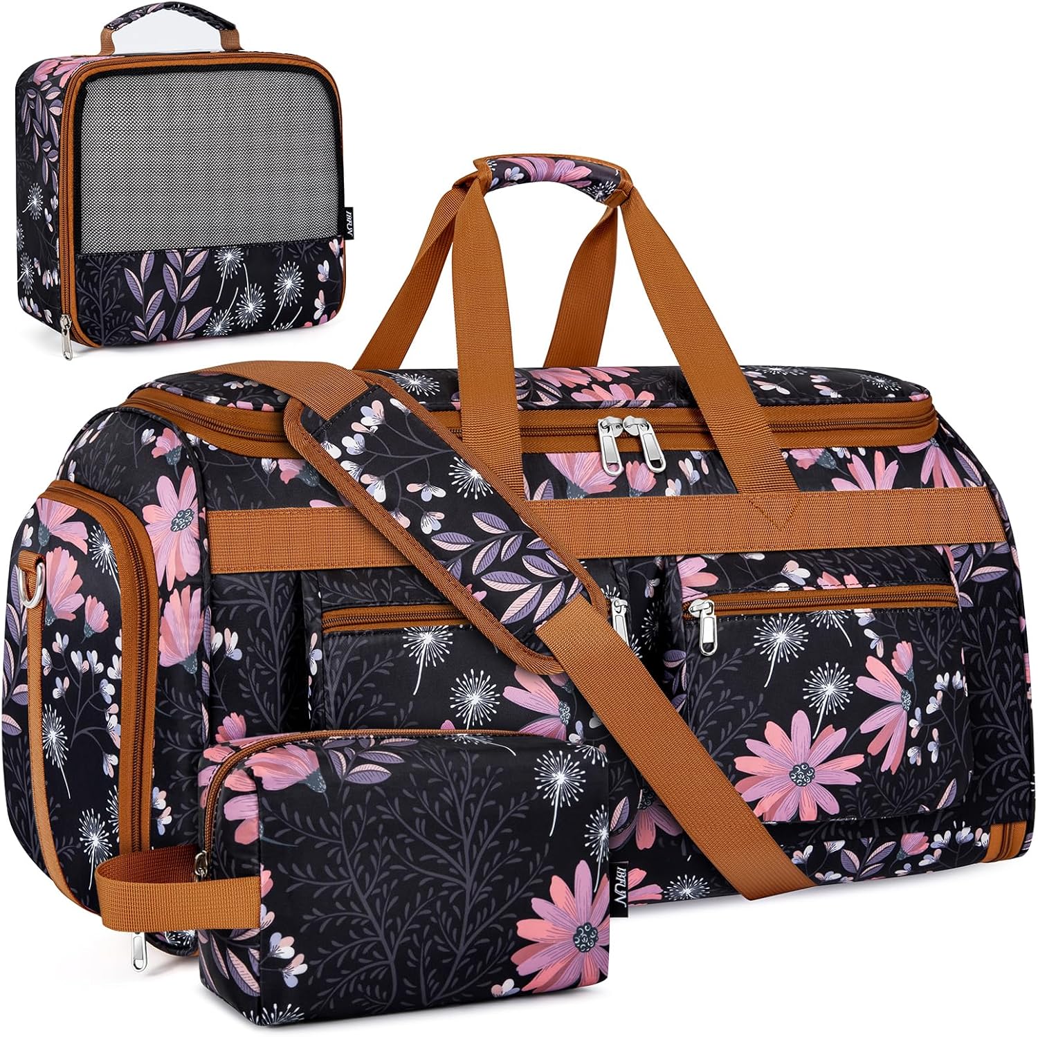 Convertible Garment Duffel Bags for Travel - Carry on Garment Duffle with Toiletry Bag Storage Bag Large Travel Duffel Bag 2 in 1 Hanging Suit Bag Weekender Bag for Men Women 3pcs Set