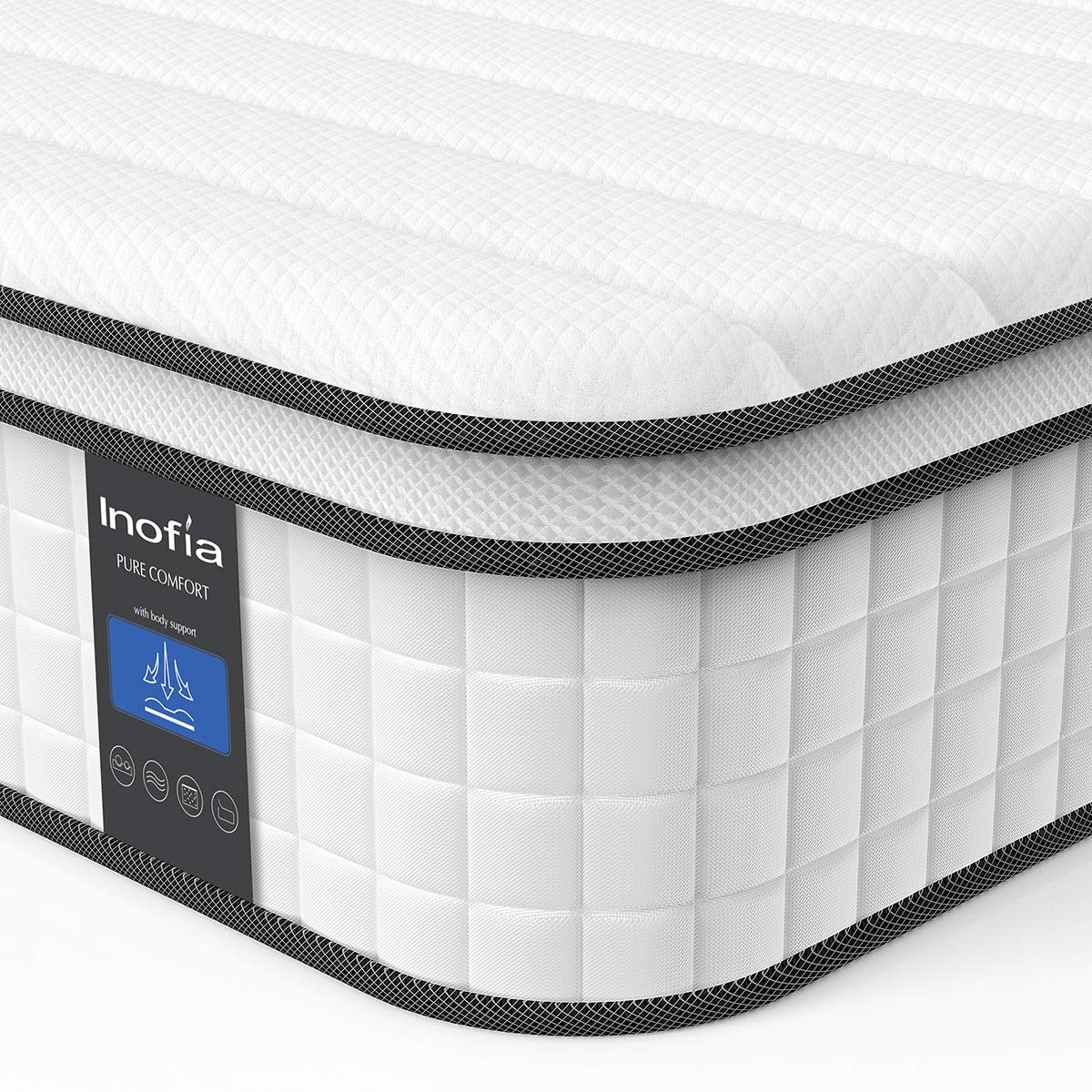 Full Mattress, Inofia Responsive Memory Foam Mattress, Hybrid Innerspring Mattress in a Box, Sleep Cooler with More Pressure Relief & Support, CertiPUR-US Certified, 10 Inch, Full Size