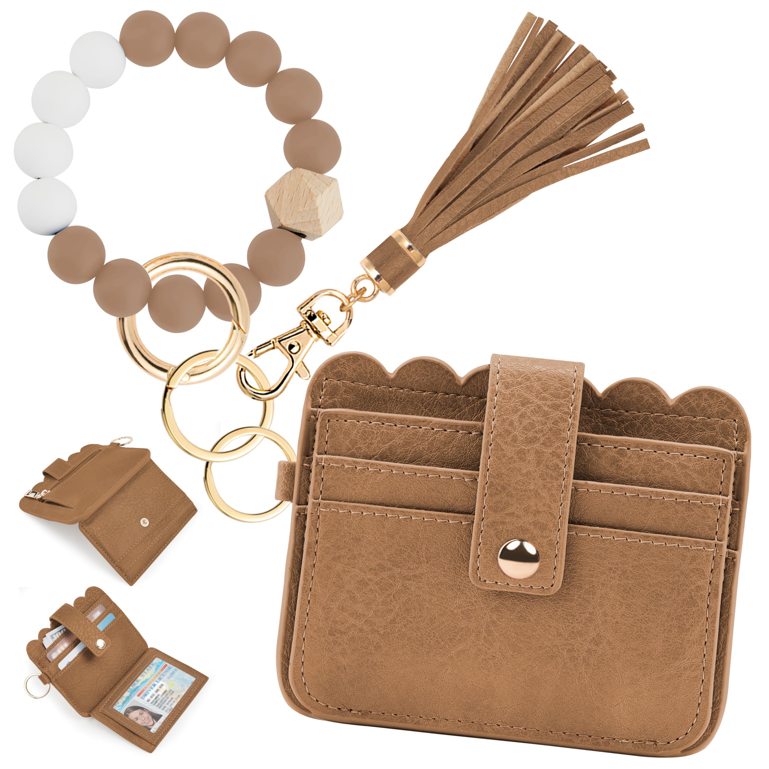Wristlet Wallet for Women with Keychain – RFID Card Holder Small Wallet Wristlet with Key Ring