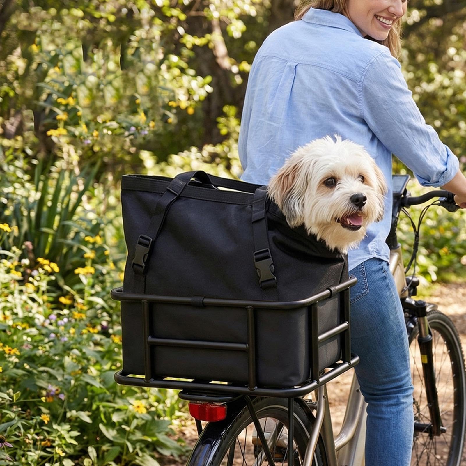 Cestino per Bicicletta con Borsa Interna Rimovibile | Portapacchi Posteriore per Bici per Spiaggia, Cicloturismo, Pendolarismo e Viaggi