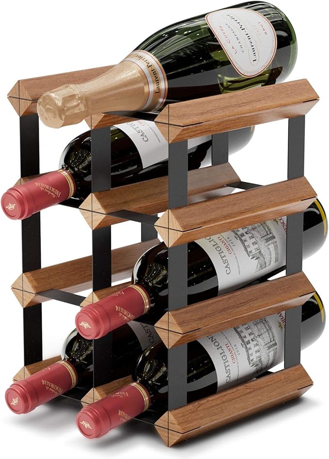 Countertop Wine Rack 6 Bottle Wine Holder w/ 2 Extra Slots No Assembly Required