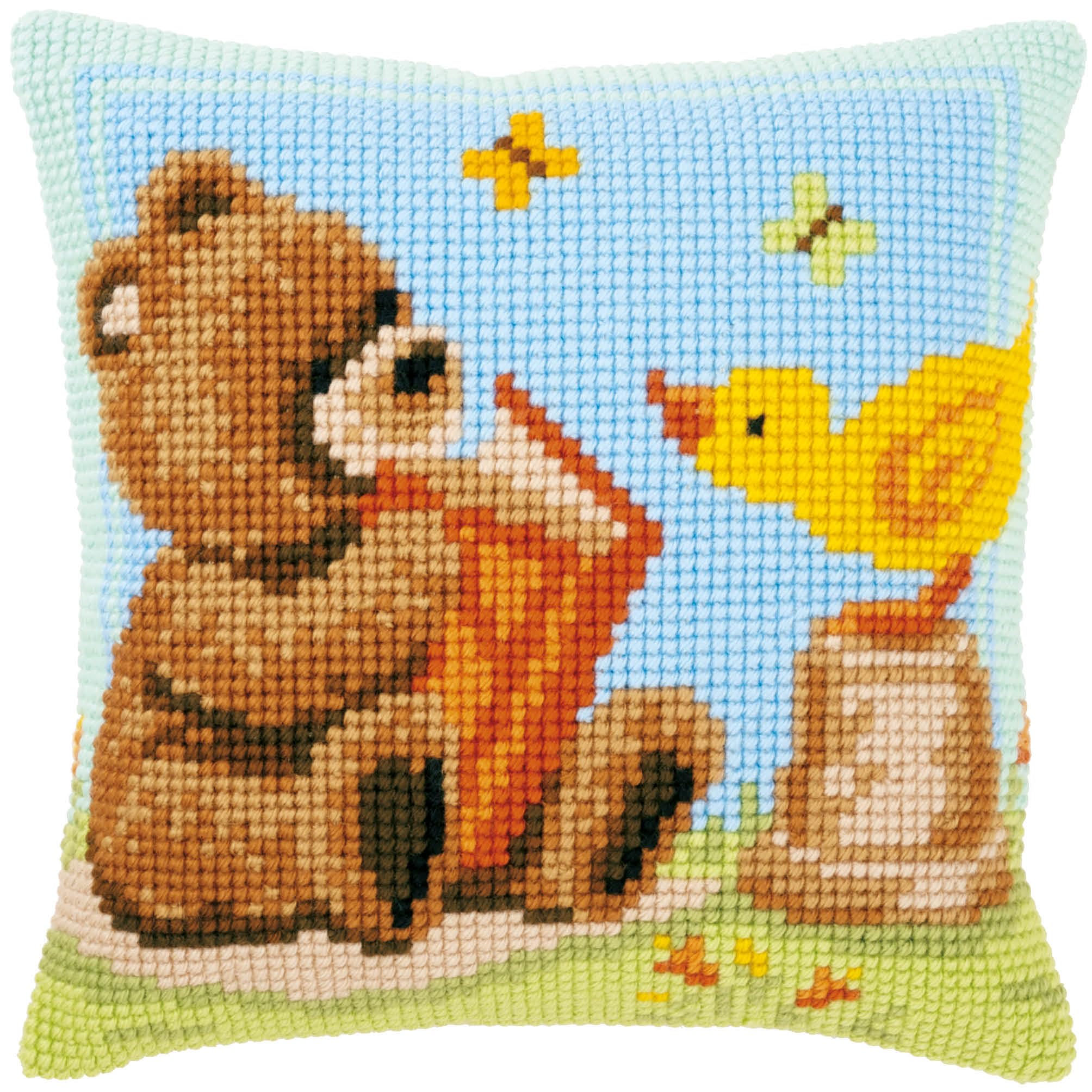 VERVACO Kreuzstich Stickpackungen Kissen Stickerei Set Anfänger Vorgedruckt Popcorn