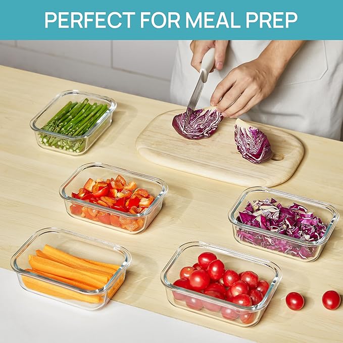 The Vtopmart 5 Pack 22oz Glass Food Storage Containers offer a convenient and durable solution for meal prepping and food storage. Each container is made from high-quality glass, ensuring that they are sturdy and resistant to stains and odors. With a 22oz capacity, these containers are ideal for portion control and storing leftovers. They are designed with airtight lids featuring a snap-locking mechanism that creates a secure seal, keeping your food fresh for longer periods.
