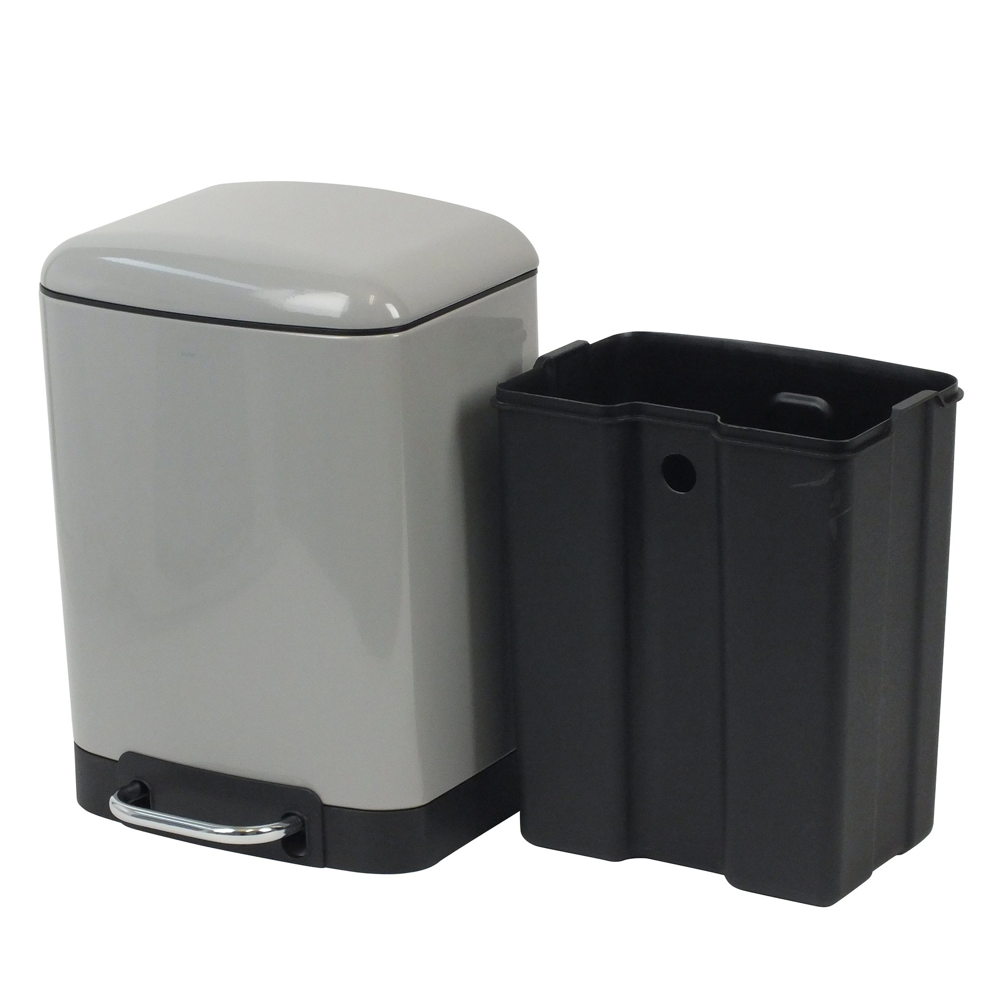 kela 22997, Kosmetikeimer 6 l, Silent-Close, Edelstahl pulverbeschichtet, Davino, Hellgrau, One Size
