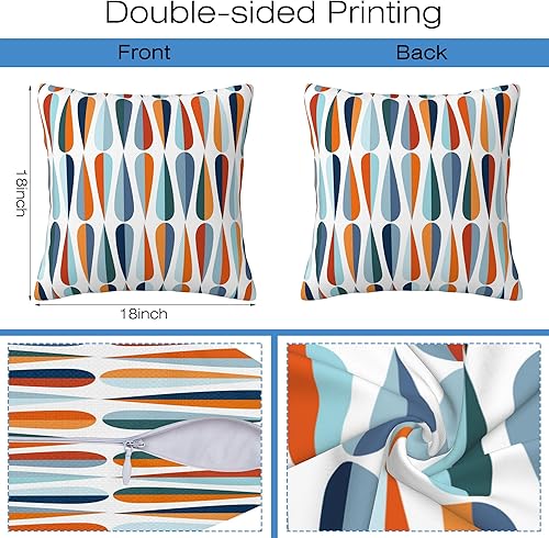 Miniatura 2 de Juego de 2 fundas de almohada con formas de gota de mediados de siglo, estilo retro moderno, juego de 2 fundas de almohada súper suaves de 18 x 18