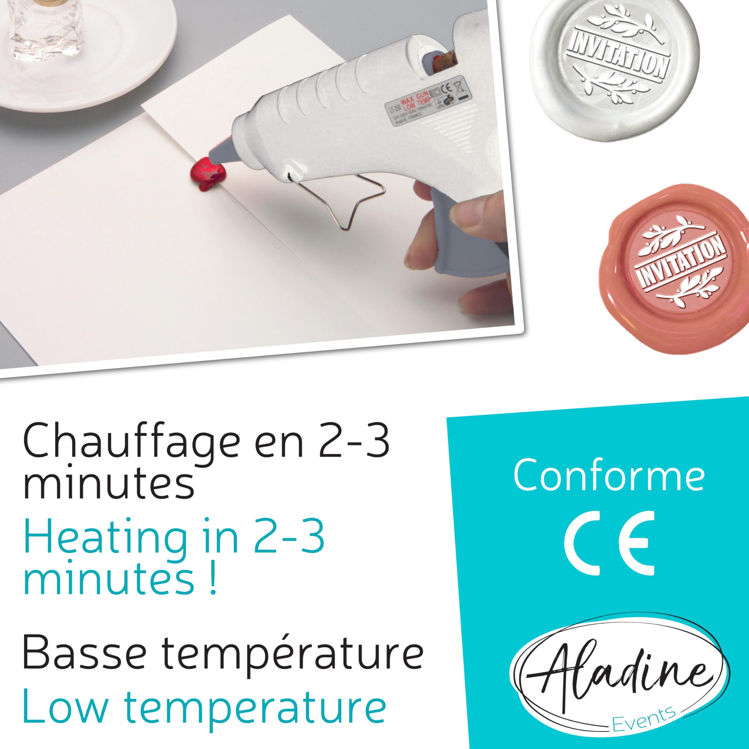 Aladine Pistolet à Cire à Cacheter pour Bâtons Ronds 72606