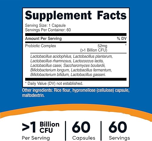 Miniatura 2 de Nutricost Complejo probiótico (>1 mil millones de UFC) 60 cápsulas - Sin gluten, sin OMG