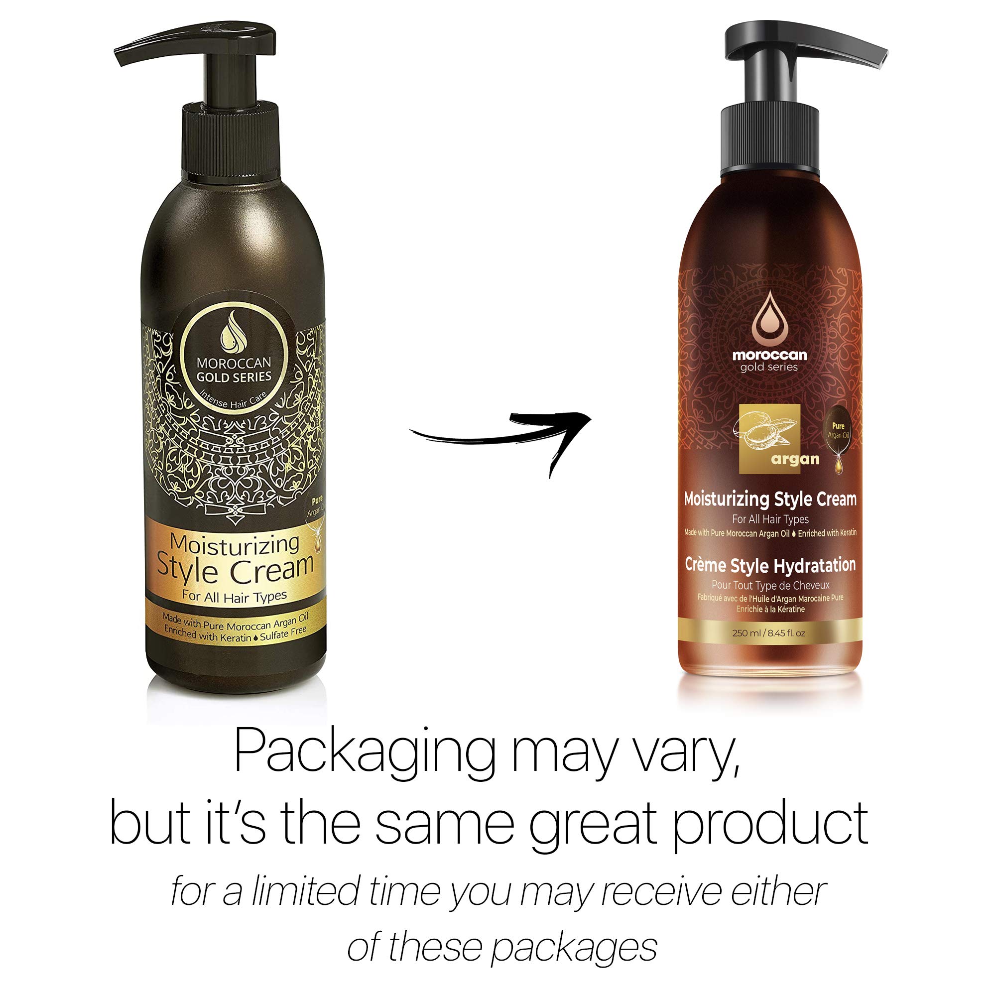 Amazon.com : Moroccan Gold Series Moisturizing Style Cream – Hydrating Hair  Styling Cream for Curly, Fine or Frizzy Hair with Pure Moroccan Argan Oil  and Keratin – Blow Dry Cream, Curl Defining