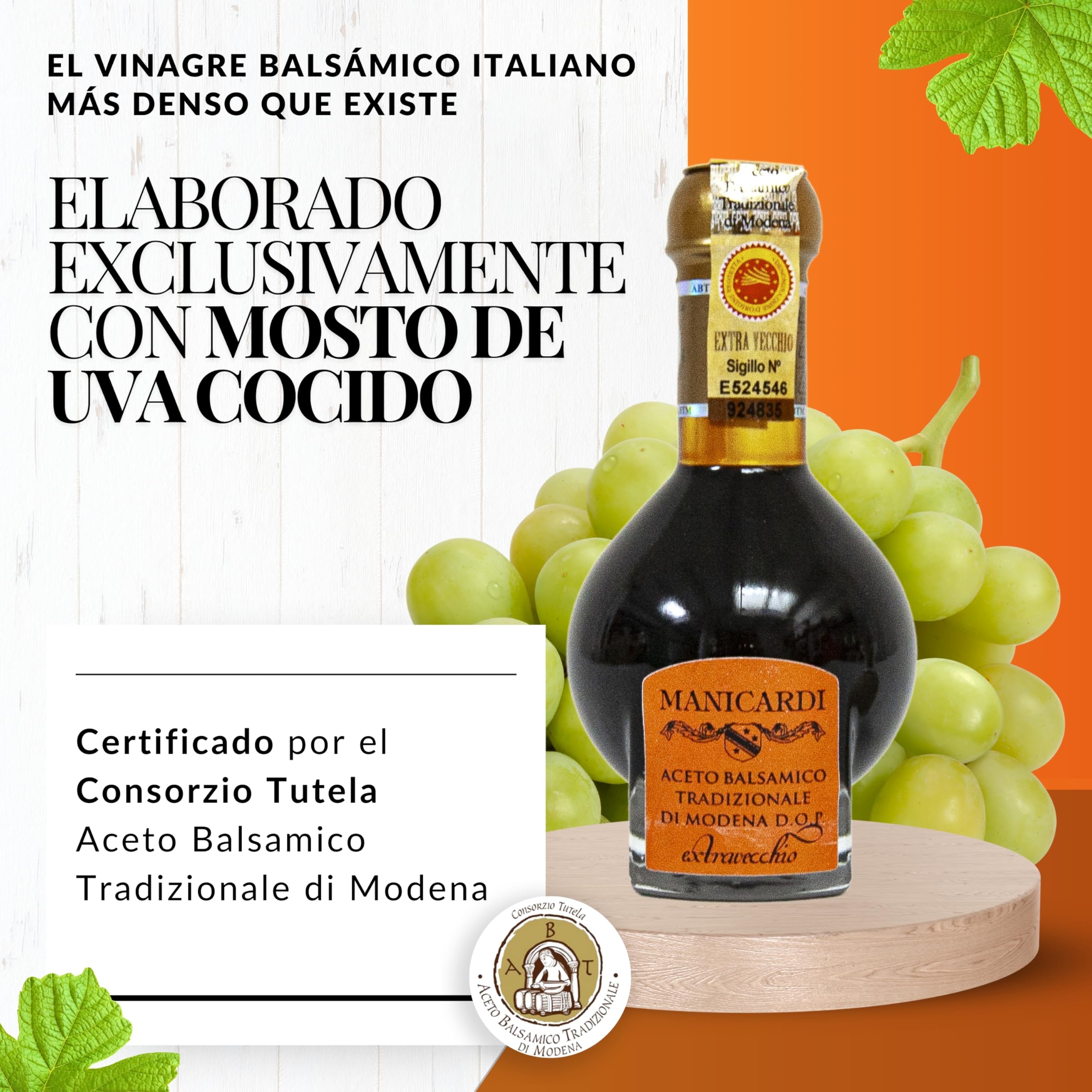 MANICARDI Vinagre Balsámico Tradicional de Módena DOP Extravejo – Envejecido 25 Años, Perfecto para Snacks, Pasta, Verduras, Aderezos para Ensalada y Carne – Producto en Italia, 100 ml