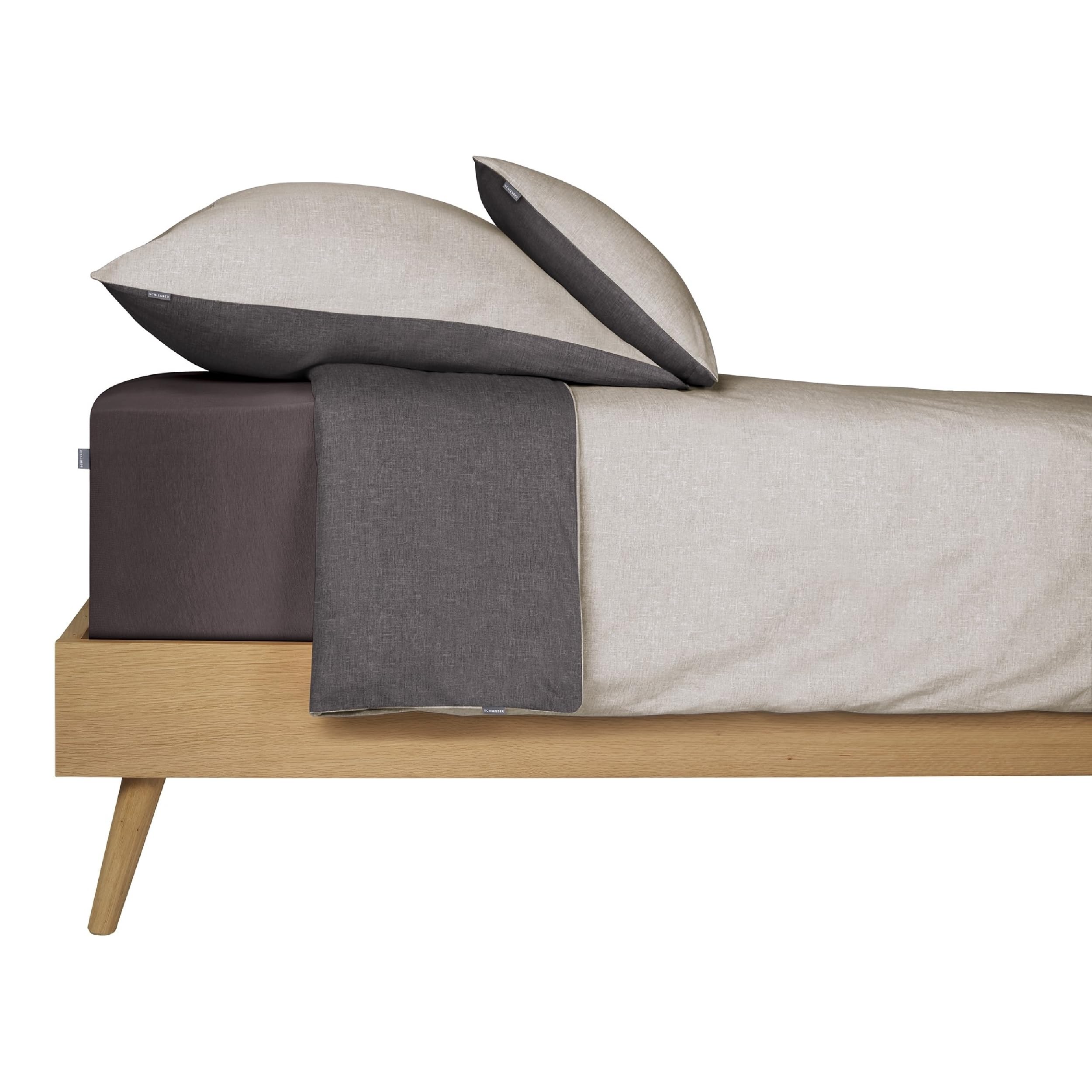 Schiesser Spannbettlaken Finni - Feinbiber - 180 x 200 cm - Dunkelgrau