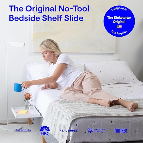 Miniatura 2 de BedShelfie Estante de noche para dormitorio, litera y litera superior, artículos esenciales para dormitorio universitario, bandeja de escritorio